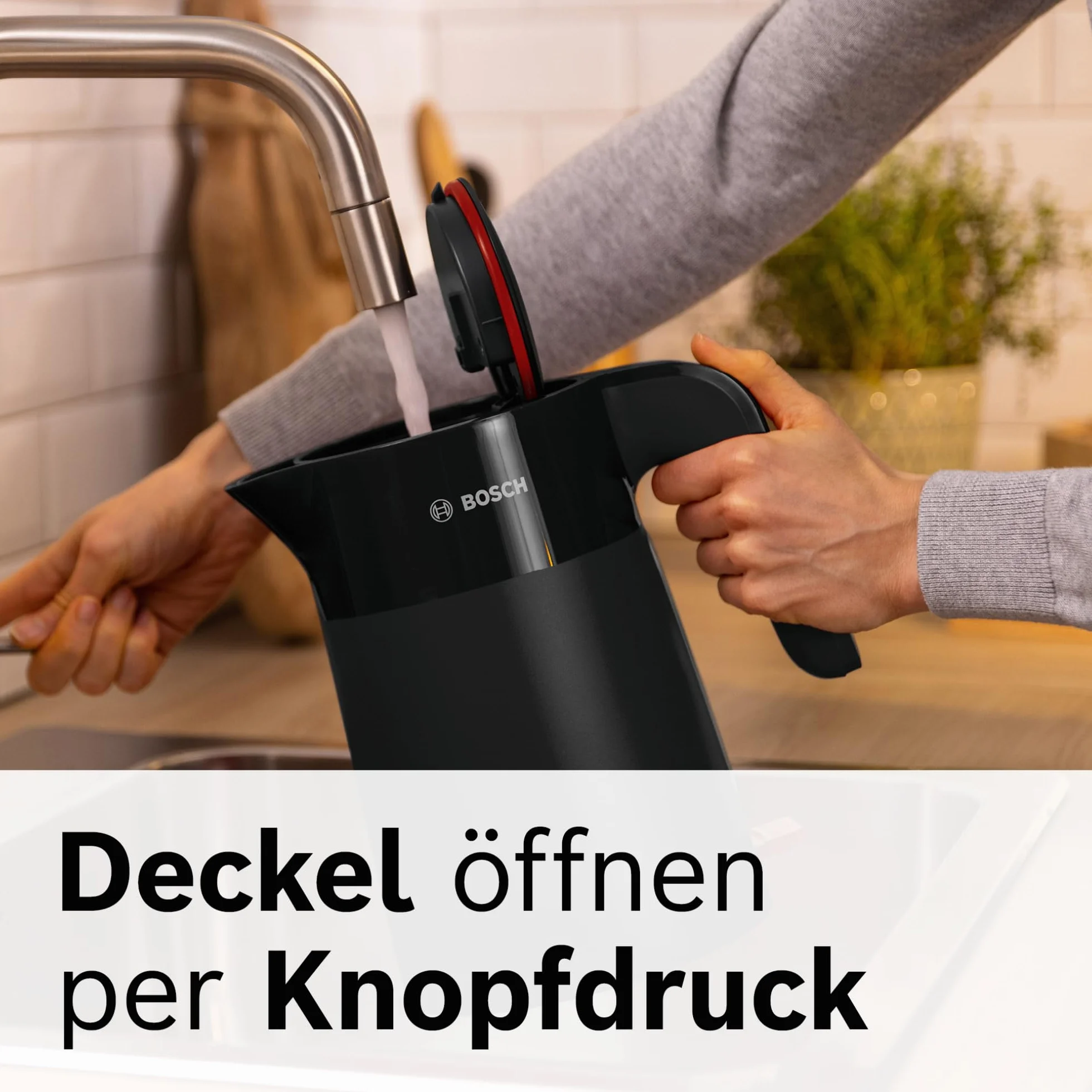 Bosch MyMoment TWK2M163 czajnik elektryczny - duży otwór - potrójne zabezpieczenie - filtr osadzający się - pojemność 1,7 l, wysokiej jakości tworzywo sztuczne, kolor: czarny