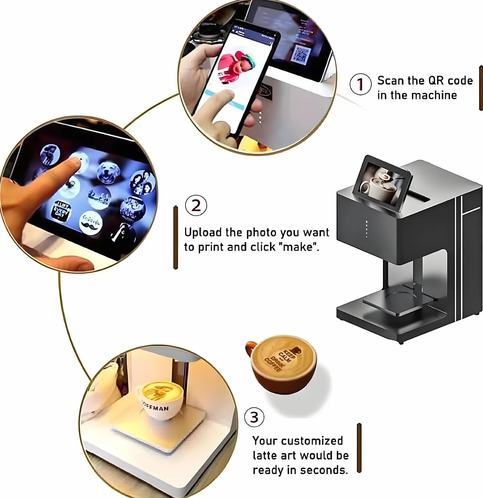 Ekspres Do Kawy Latte,Drukarka Do Latte Art 3D,Automatyczna Drukarka Do Zdjęć Jedzenia,Kolorowy Druk Wi-Fi,Ekran Dotykowy,Do Kawiarni,Cukierni,Cukierni Z Deserami,Herbatą Mleczną I Cukierni Black