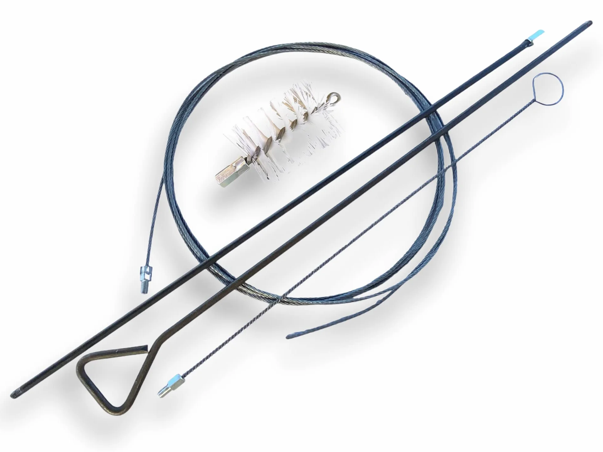 Zestaw szczotek do rur PRO NYLON Ø 75 mm | 1 drążek sztywny 100 cm + przedłużacz 100 cm + 1 elastyczny pręt 80 cm + 1 fretka kablowa 7 metrów | Złączka M12*175 | Szczotka do czyszczenia rur | Kibros 41SCN75TF