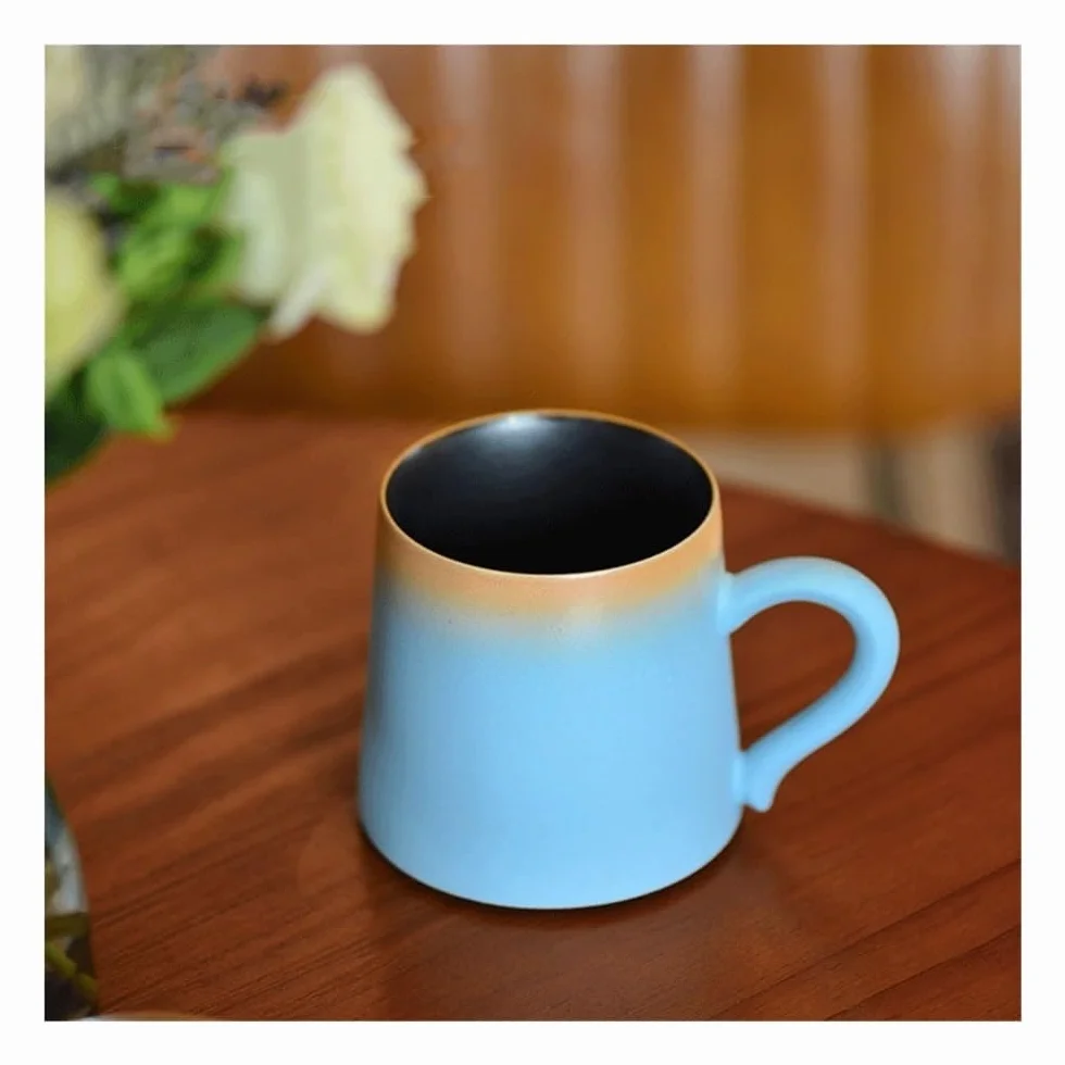 Ceramiczny kubek do kawy Zestaw kubków do kawy Mirror Lake Blue, 1 sztuka, matowa ceramika, pojemność 11,16 uncji, mleka biurowego Filiżanki kawy