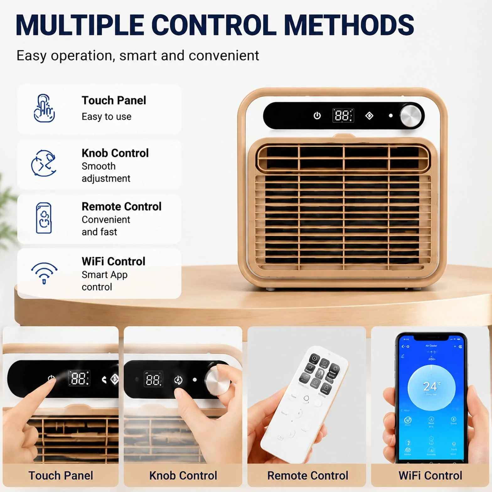 Przenośny klimatyzator 6800 BTU z jednostką zewnętrzną (konstrukcja typu split), moc chłodnicza 1500 W, łatwy w przenoszeniu – do namiotu, przyczepy kempingowej, kampera