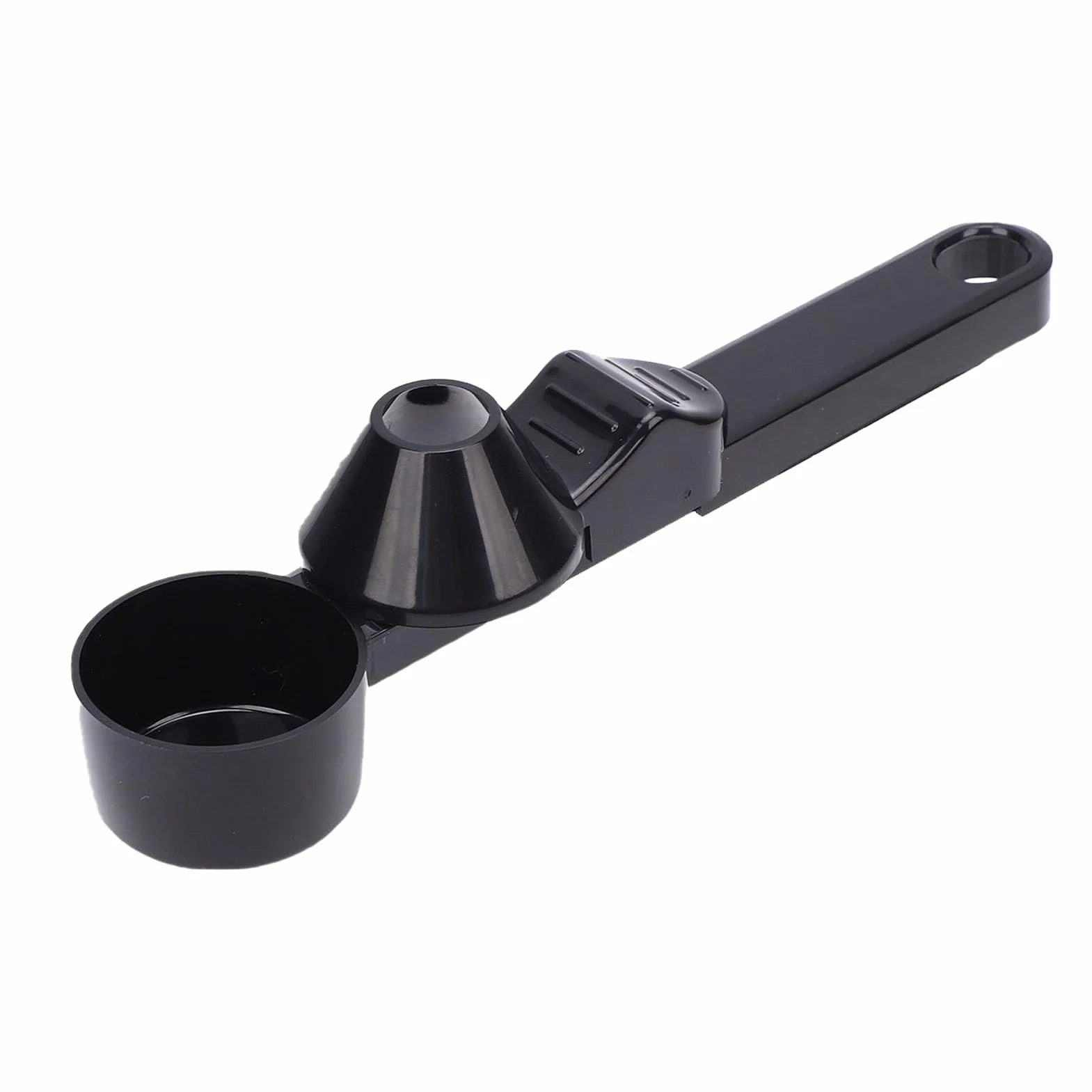 Łyżka do Kawy, Kubek Wielokrotnego Użytku o Pojemności 2 łyżek z wbudowaną poziomicą i Lejkiem, Miarka do Mielonej Kawy w Proszku (BLACK)