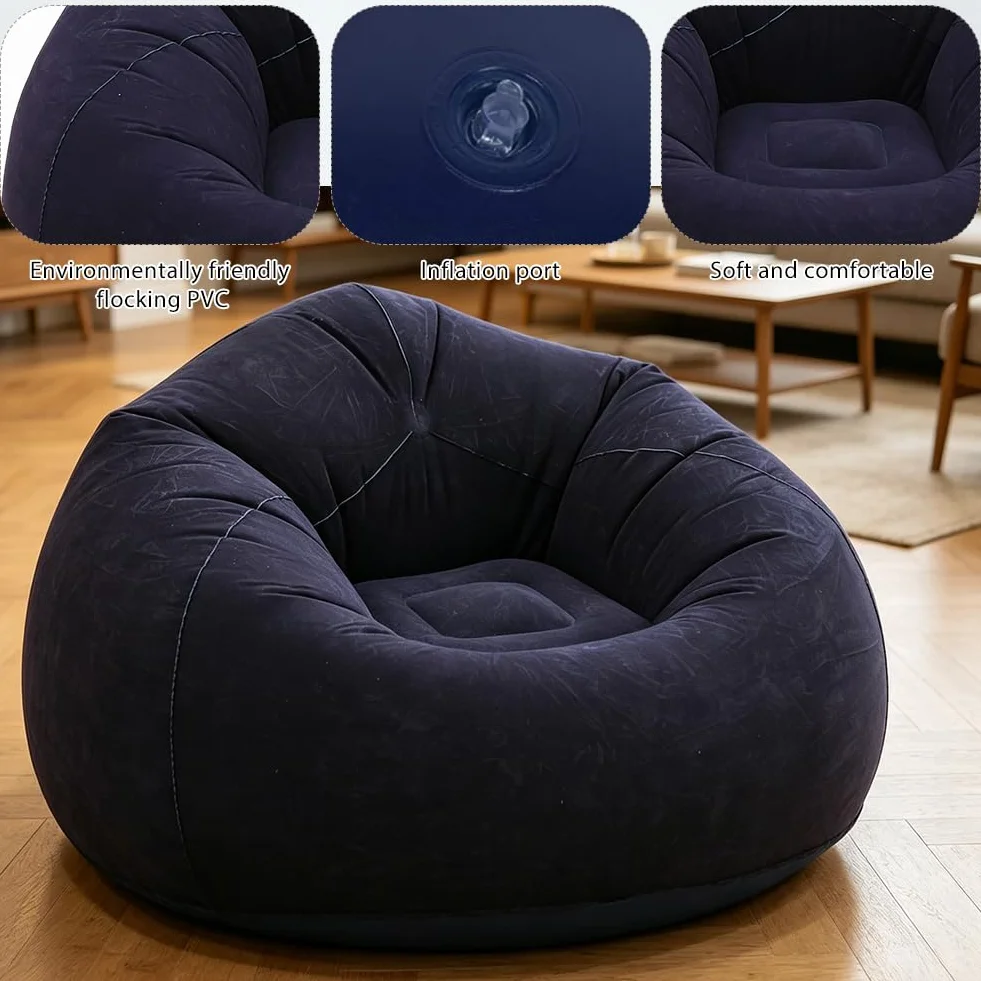 Nadmuchiwany worek do siedzenia, nadmuchiwany fotel, sofa plażowa, worek do siedzenia, sofa dmuchana do użytku na zewnątrz, na kemping, kemping, imprezy na plaży (niebieski)