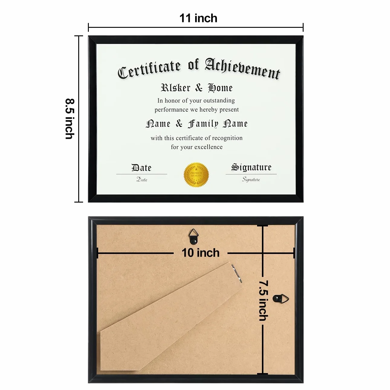 ELSKER&HOME Ramka na dyplom na dokumenty z certyfikatem 20 x 11 cm, czarna, 12 sztuk, ramka na zdjęcia 20 x 11 cm, do montażu na ścianie i na blacie w formacie poziomym lub pionowym