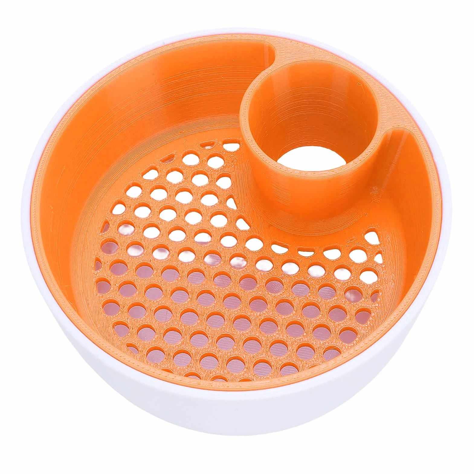 Generic Dwukomorowa Miska na Pistacje Innowacyjny Organizer na Orzechy z Nadrukiem 3D dla Miłośników Przekąsek Nadaje się Wieczory Filmowe i Imprezy Lekki materiał Plastikowy (Biały Pomarańczowy)