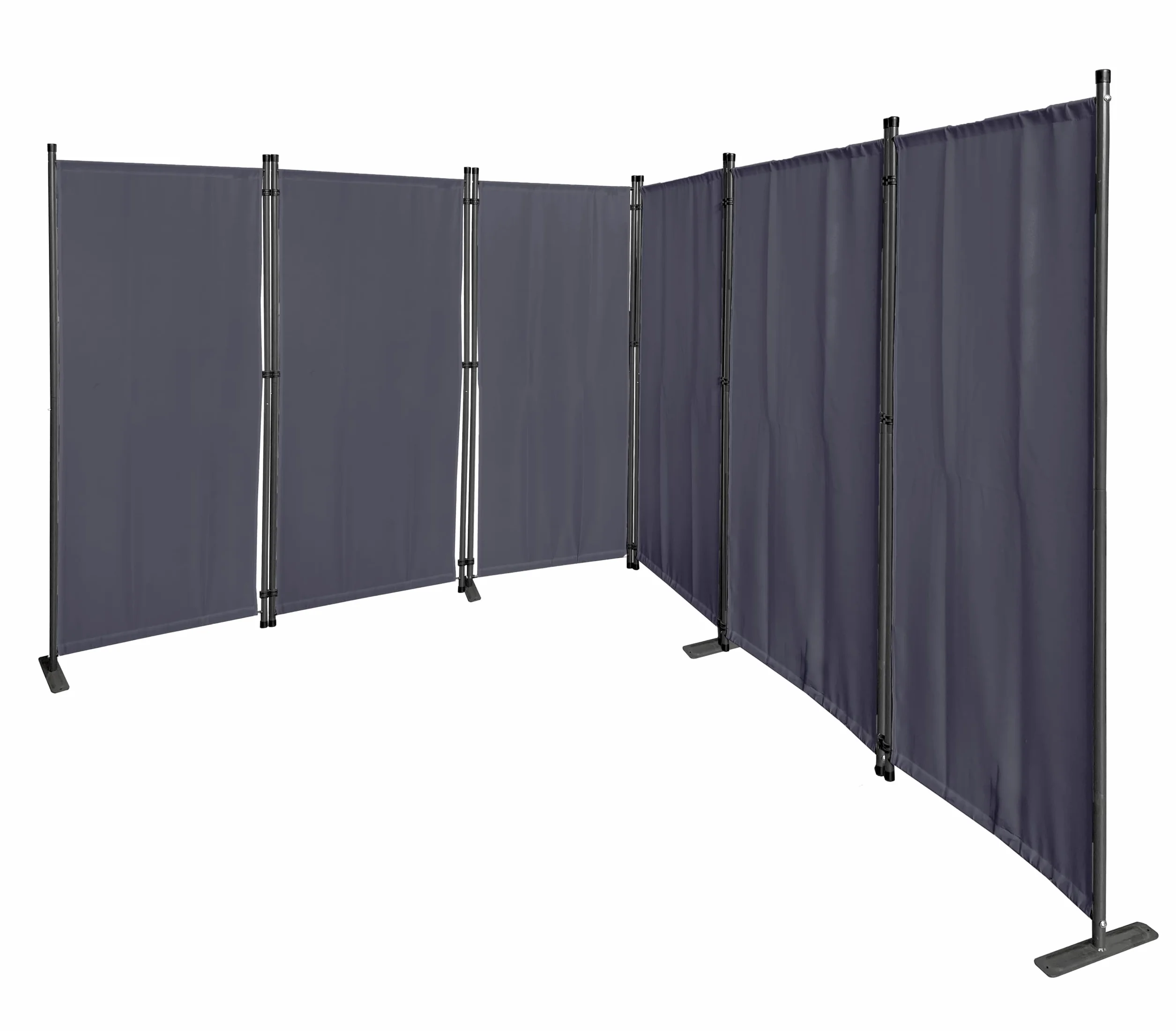 QUICK STAR parawan 6-cz??ciowy, 340 x 165 cm, z materia?u, cianka dzia?owa, balkon, ochrona przed wzrokiem, sk?adany, szary