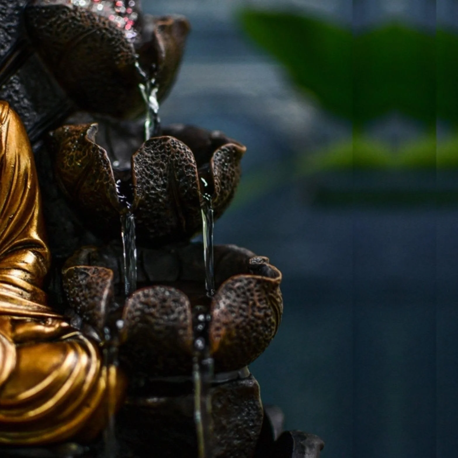ZEN'LIGHT, Budda Hartha Fontanna, Zen i Feng Shui, oryginalny prezent Budda - wielokolorowe oświetlenie LED, cicha pompa, szer. 27 x szer. 27 x wys. 40 cm