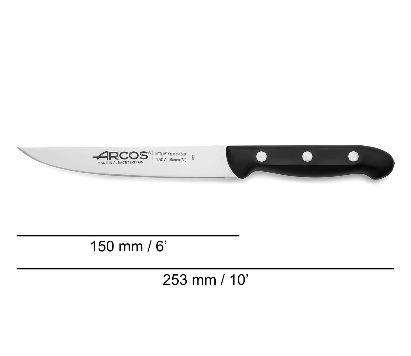 ARCOS Noże kuchenne Paring i ze stali. Kuchenny do obierania owoców i warzyw. Ergonomiczna rękojeść z i ostrze o długości 150 mm. Seria Maitre. Kolor czarny.