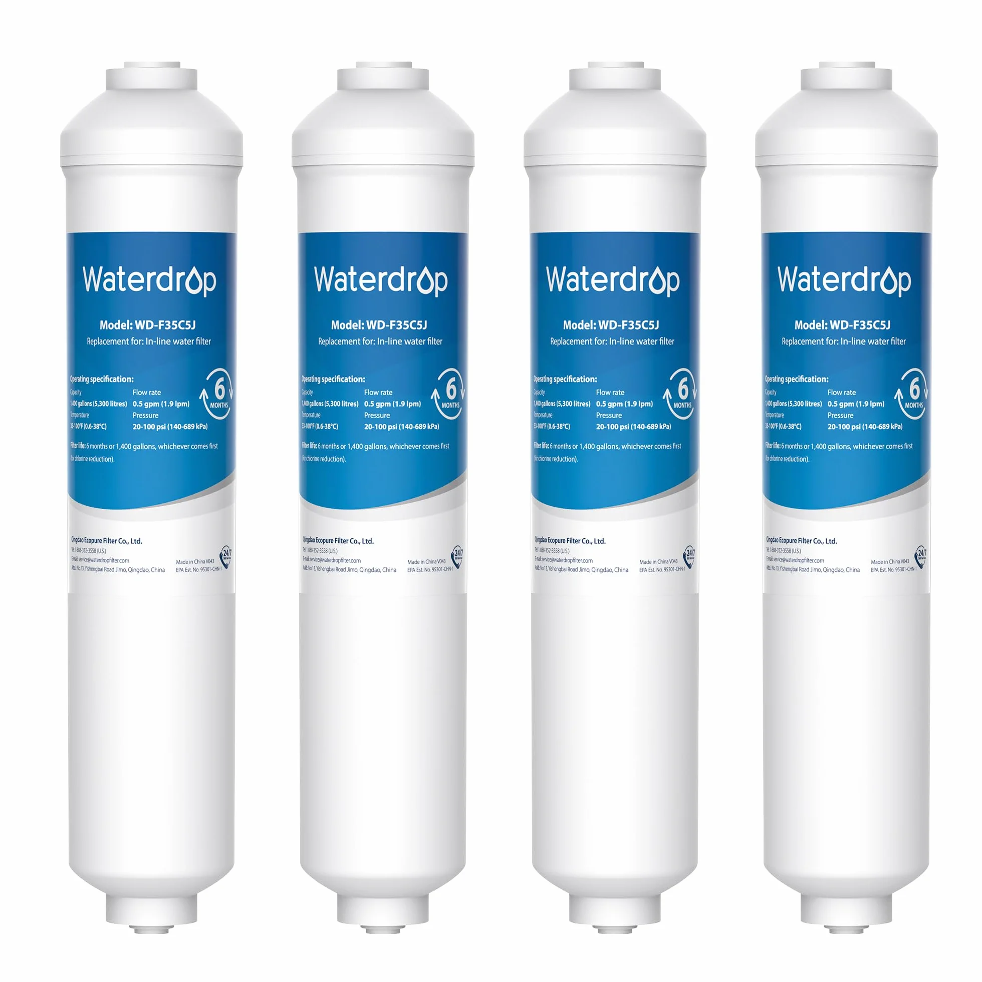 Waterdrop Zamiennik Filtra Wody Kompatybilny z Samsung® DA29-10105J HAFEX/EXP, DA2010CB, DA99 02131B, LG® Inline Water Filter (4)