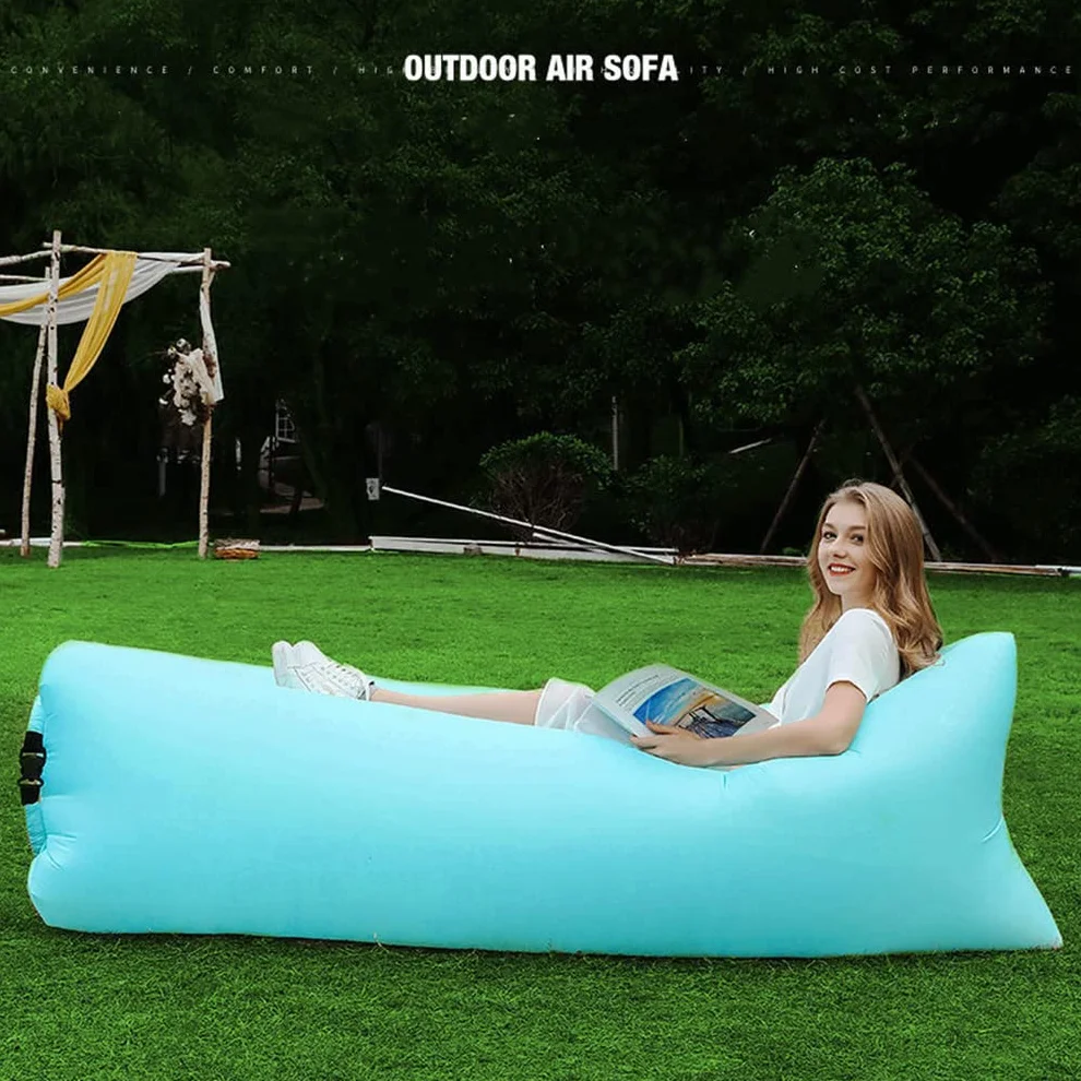 TURIM Nadmuchiwana sofa z przenośnym pakietem, na kemping, plażę, do parku, na plażę, kolor szary
