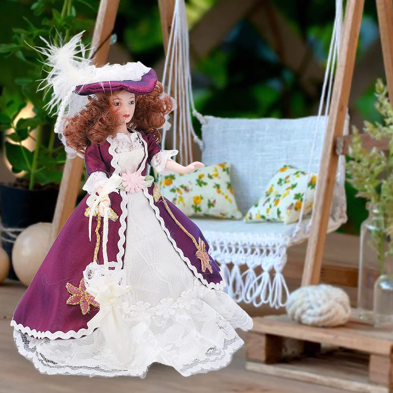 Miniaturowe Porcelanowe Ludziki, Lalka Ceramiczna z Ruchomymi Kończynami do Dekoracji Domku dla Lalek, Idealny Prezent dla Kolekcjonerów Lalek i Wystrój Domu