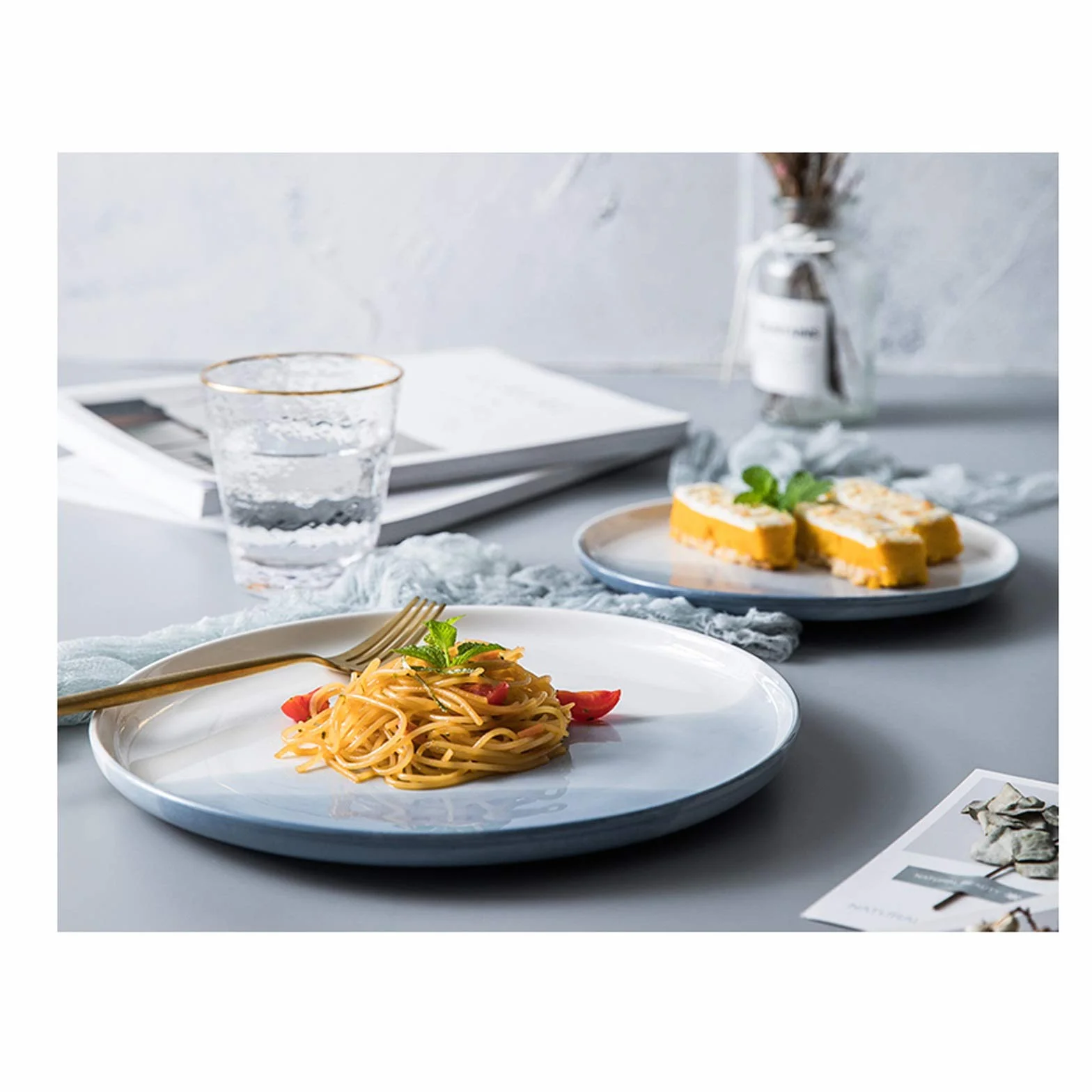 Talerze Naczynia Obiadowe Klasyczna okrągła obiadowa płyta do codziennego użytku, elegancka płyta deserowa do makaronu, trwała płyta porcelanowa, sejf mikrofalowa. Kolacja Restauracja Rodzinna Impreza