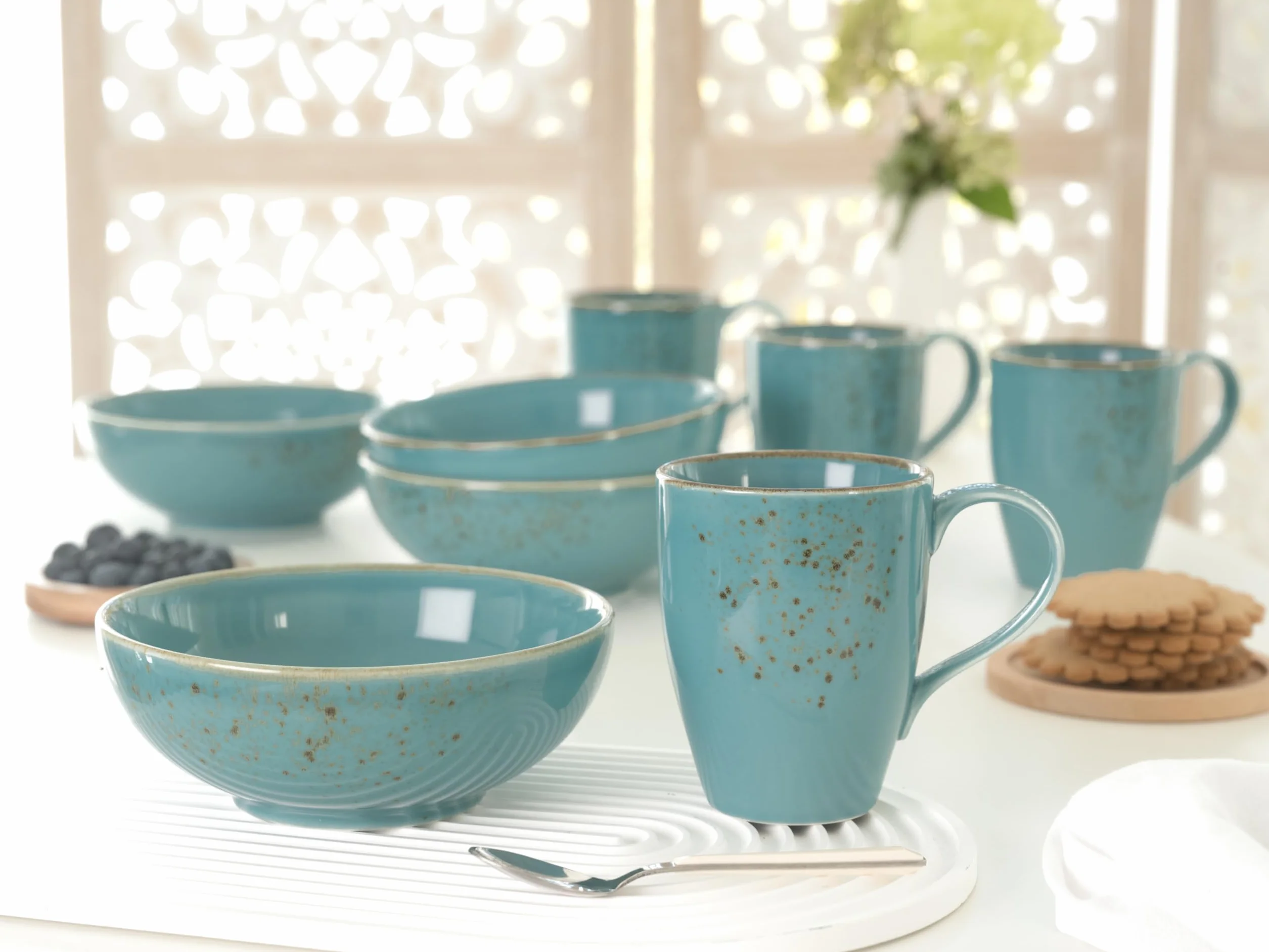 CreaTable, 22413 seria Nature Collection Water, 16-częściowy zestaw dla 4 osób, do kombi ze stali nierdzewnej, do mycia naczyń i mikrowelleeignet