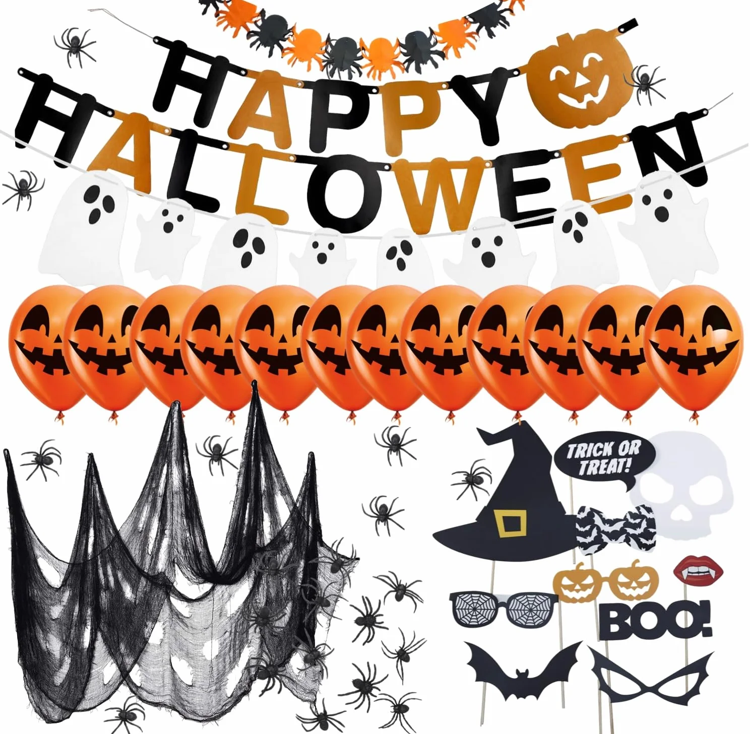 Dekoracja na Halloween, zestaw 30 elementów do domu, na stół i do ogrodu
