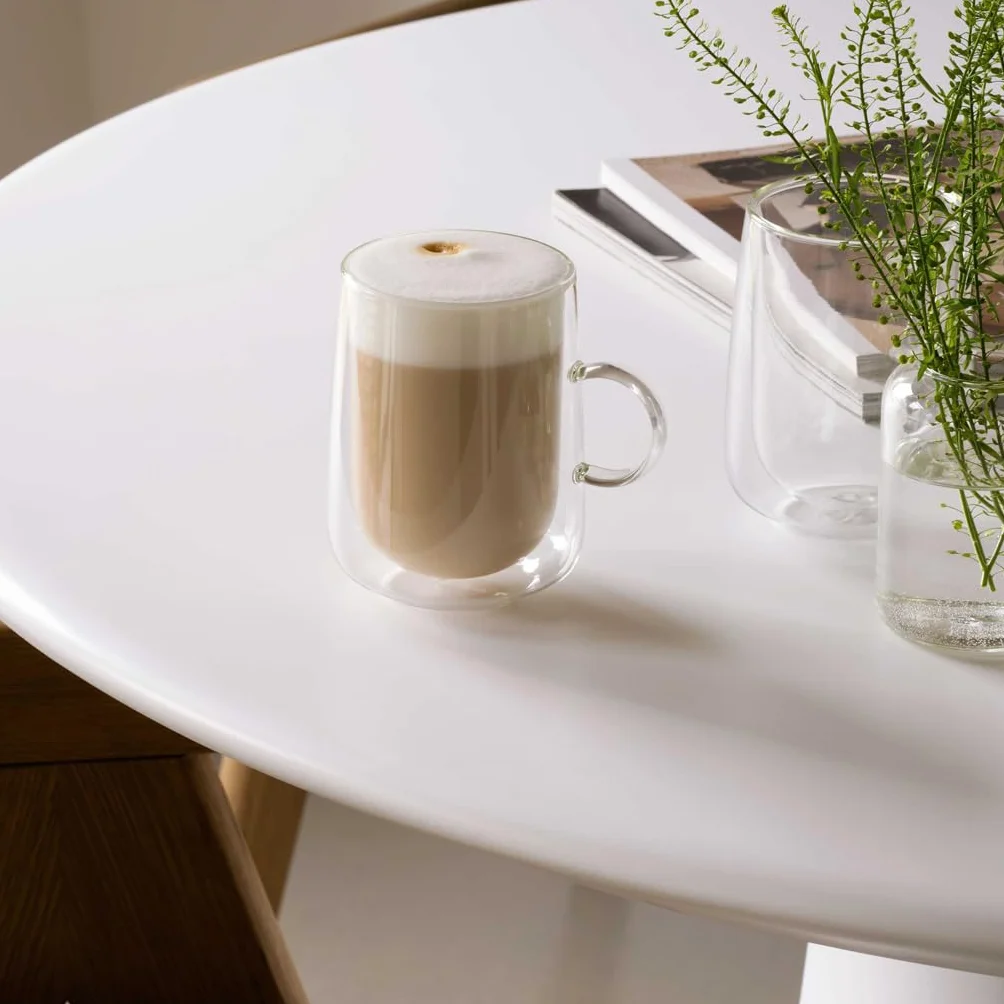 Villeroy & Boch – Artesano Hot&Cold Beverages szklanka z uchwytem do latte macchiato, zestaw 2 szklanek, podwójne ścianki, 360 ml, szkło borokrzemowe, zmywarka, mikrofala