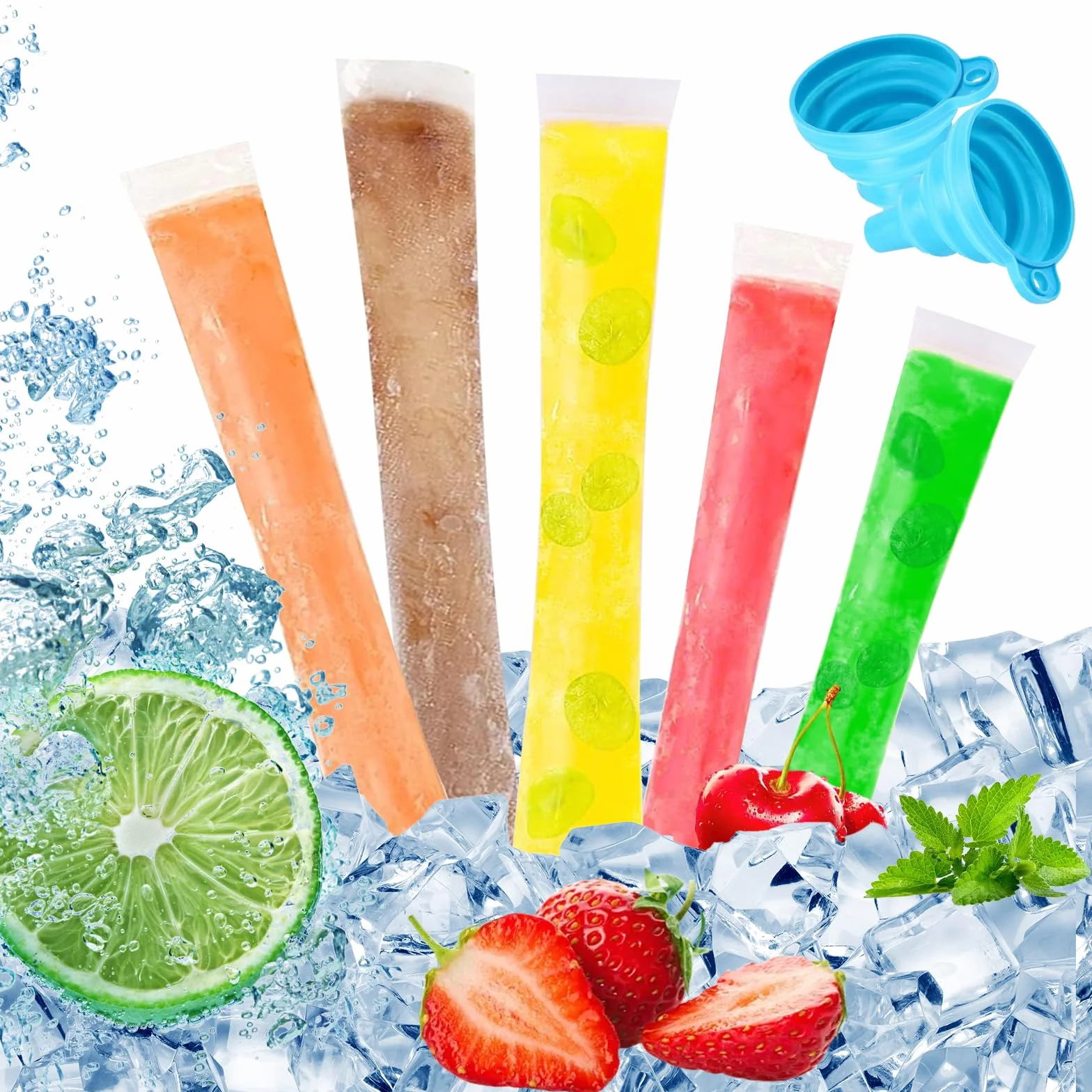 CHENYU 250 szt. jednorazowych toreb na lód z zamknięciem na torba lizaki lodowe, lodowe soki, jogurt, koktajle owocowe, DIY, 250