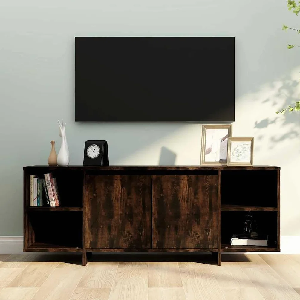 Générique Chene Fume szafka pod telewizor 130x35x50 cm drewno Ingenierie | 2 drzwi, 2 półki, przechowywanie konsoli DVD do gier, łatwe czyszczenie