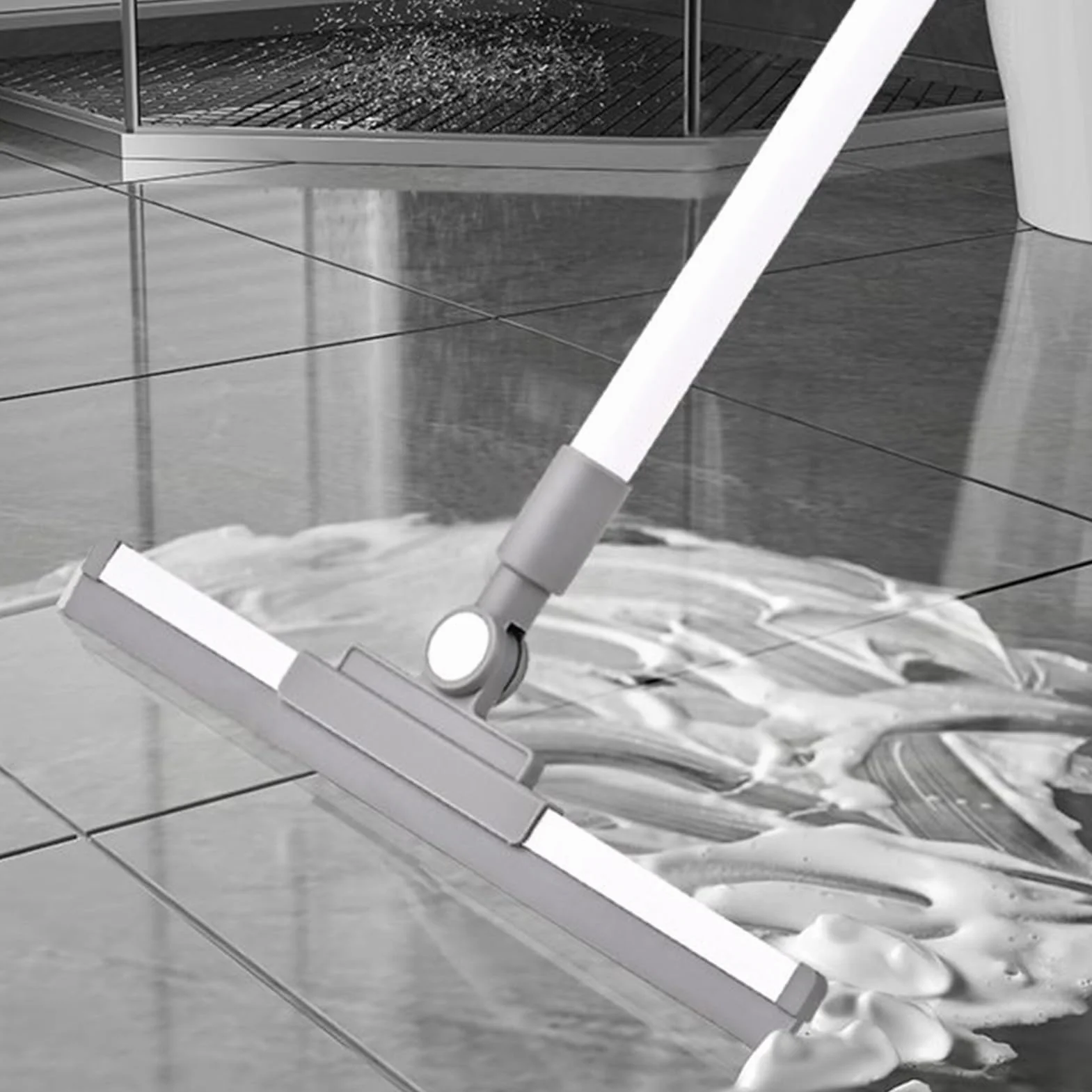 Silicone Broom for Floors Cleaning, Extendable Floor Mop & Pet Hair Remover, Multifunctional Window Cleaner, 450g-500g