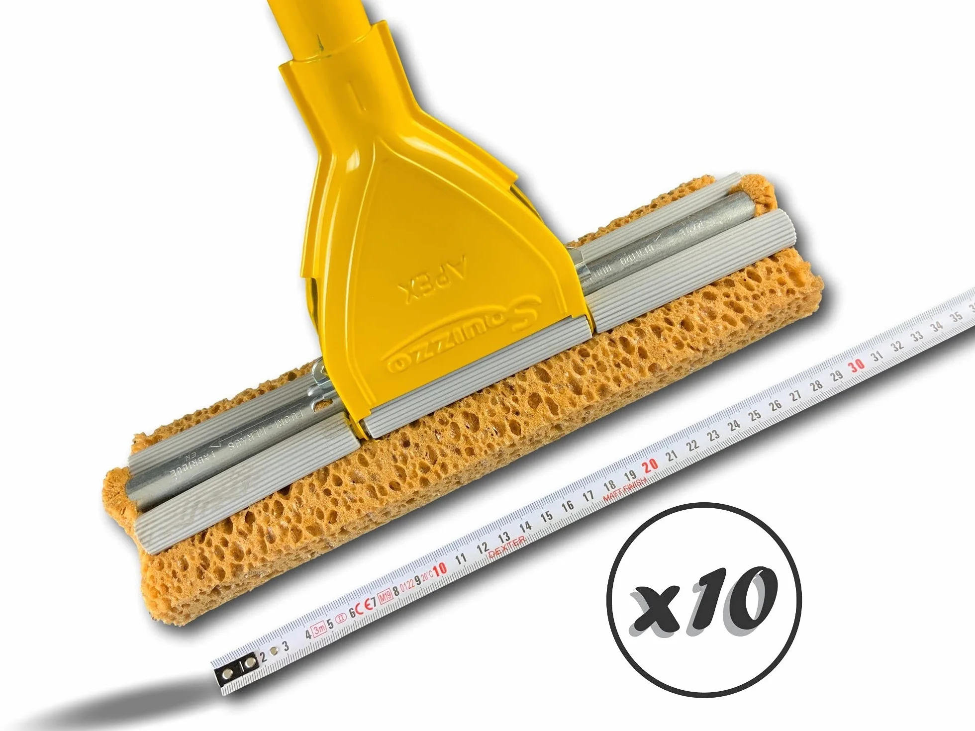 Miotła do gąbki z wkładem | Zestaw 10 | Szerokość prania 280 mm | System czyszczenia podłóg | Ergonomiczna dźwignia | Wymienna gąbka | Kibros 104795_96x10