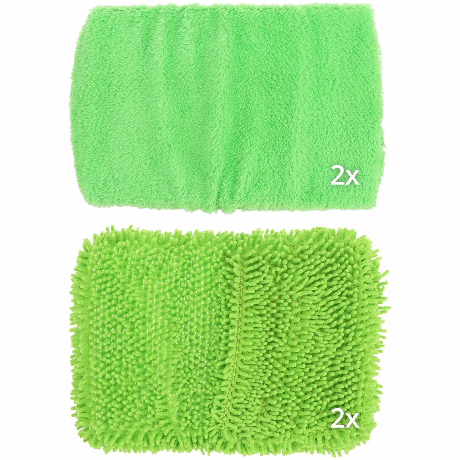 QWORK 4 sztuki podkładek z mikrofibry wielokrotnego użytku kompatybilne z mopem Swiffer - 2 x koralowy i 2 x szenilowy, zmywalne ściereczki podłogowe do twardych podłóg.