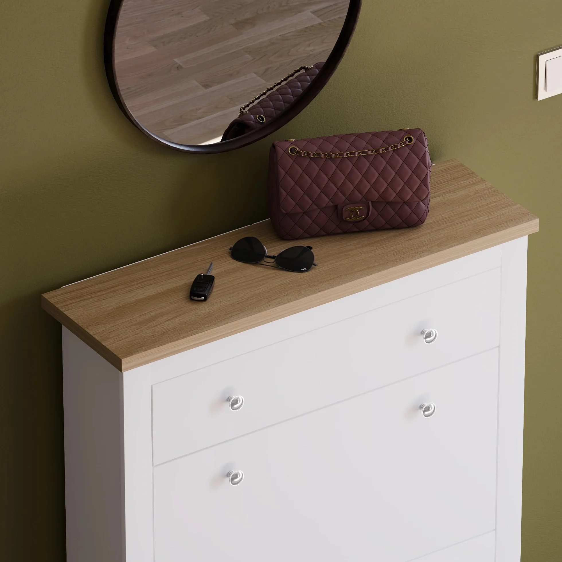 Vida Designs Arlington szafka na buty 2-drzwiowa 1 szuflada MDF biały
