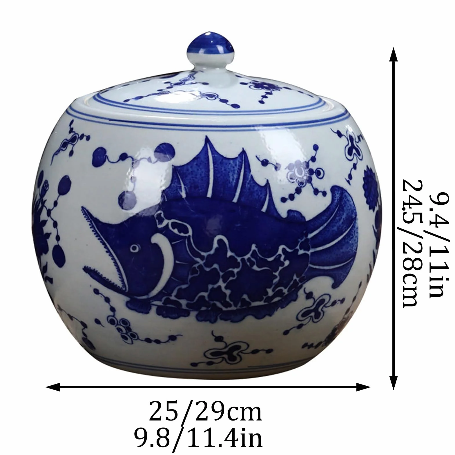 Ceramiczny Storage Container, Pojemnik do przechowywania z Pokrywką, Pojemnik na Musli o Dużej Pojemności do Fasoli, Kukurydzy, Pszenicy, Płatków Owsianych, Pojemnika(Landscapes,11.4x11in/29x28cm)