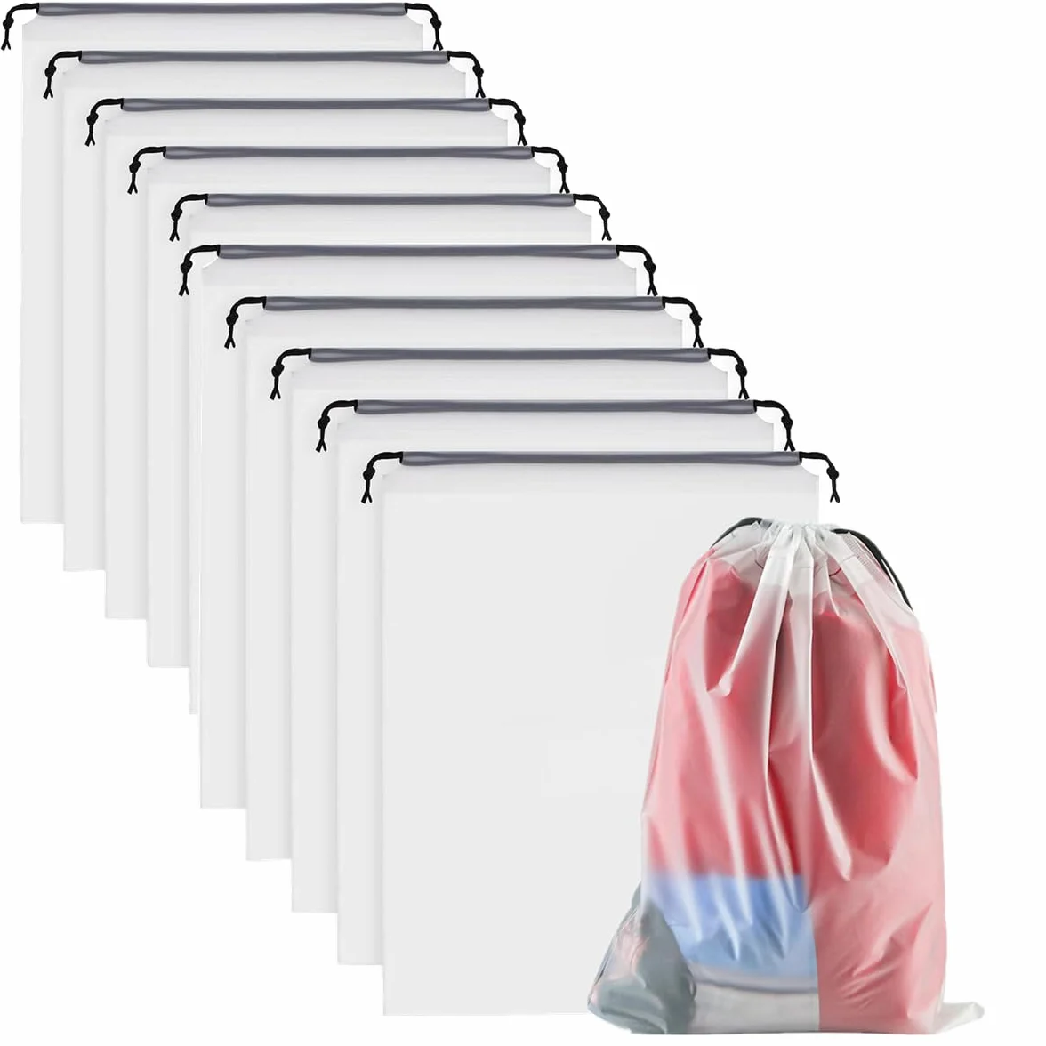 tmxd Podróżne torby na buty, wielokrotnego użytku, plastikowe, pyłoszczelne, przezroczyste, wielofunkcyjne etui do przechowywania ze sznurkiem, do podróży, na kemping, buty, zabawki, na co dzień,