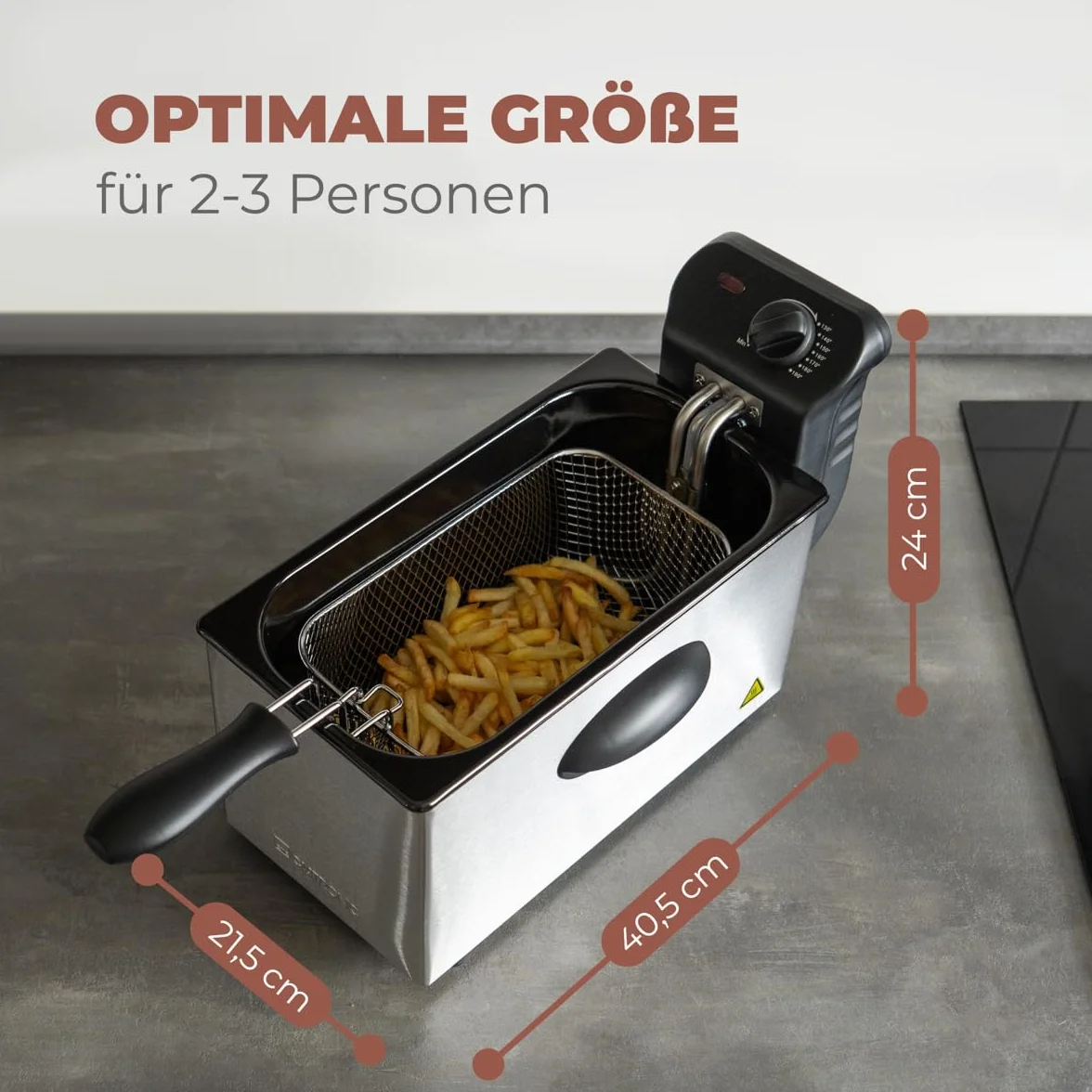 Clatronic 263684 friteuse Unique Autonome 2000 W Noir, Acier inoxydable