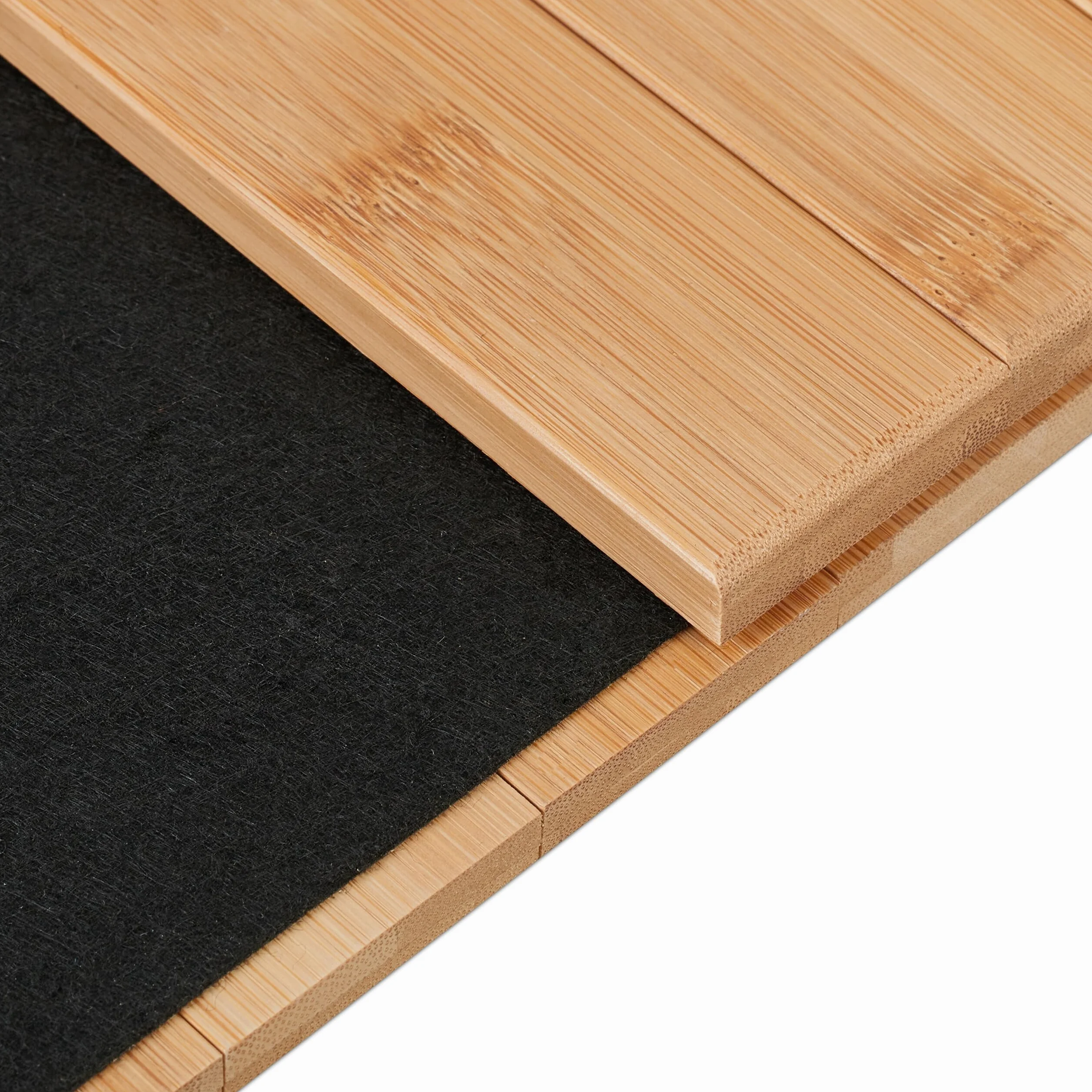 Relaxdays Taca na sofę z podłokietnikami, bambusowa, wys. x gł.: 5,5 x 50 x 33,5 cm, półka na sofę z podstawkami, 2 przegródki, naturalna/czarna