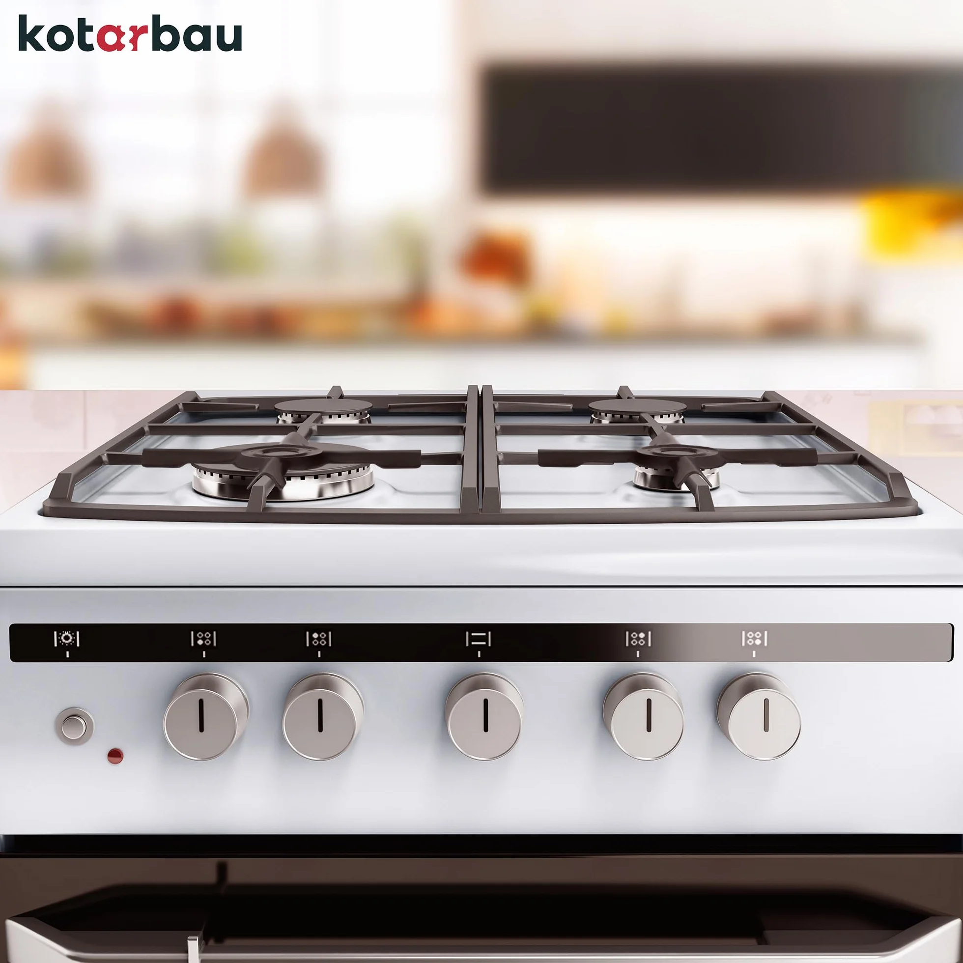 KOTARBAU® Zestaw 4 emaliowanych krzyżaków na kuchenkę gazową, 125 x 125 mm, blachy, nakładka na kuchenkę gazową, do kuchenek gazowych, nasadki, akcesoria do kuchenki gazowej