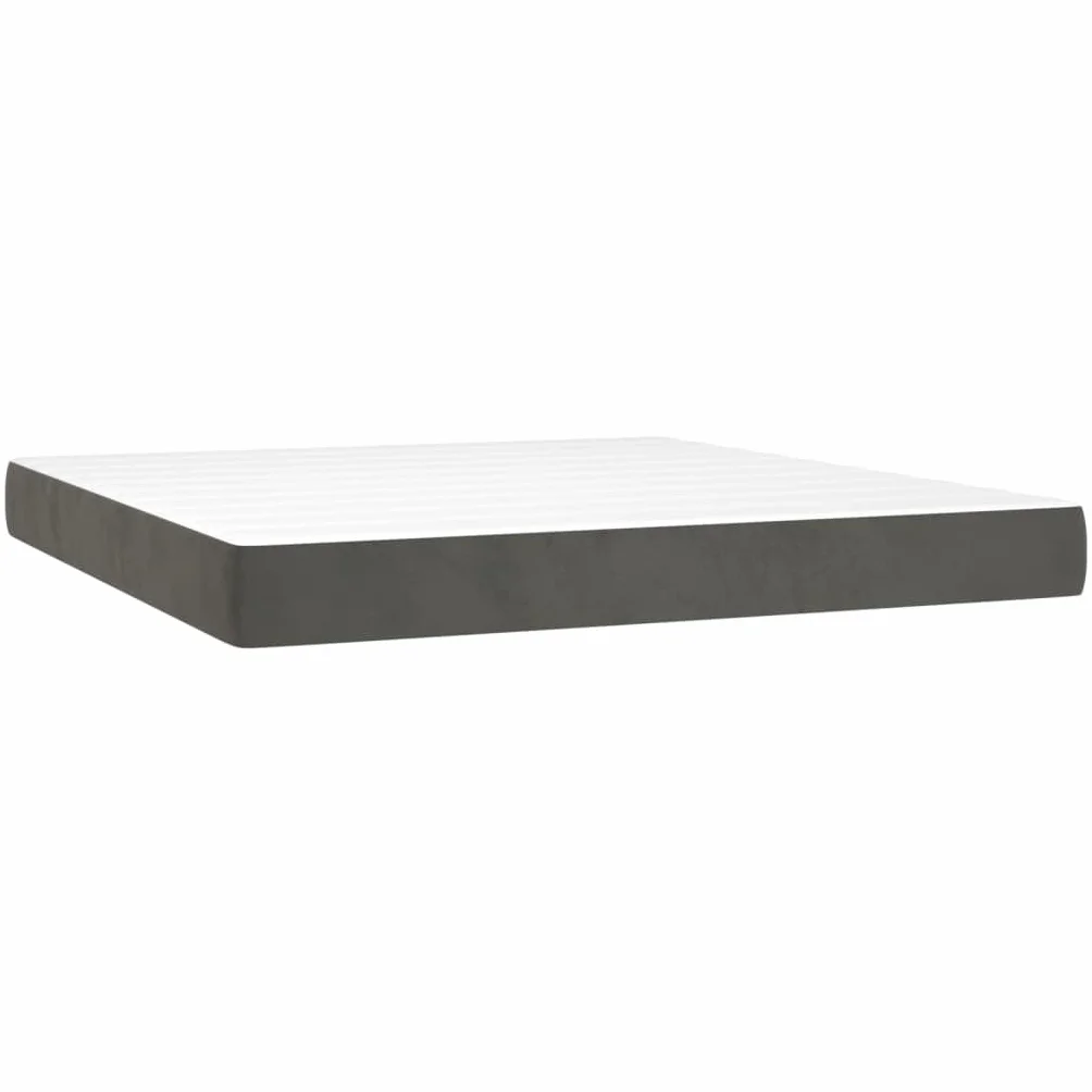 Aksamitny z regulowanym zagłówkiem i LED łóżko kontynentalne Szary 180x200 | Łóżko kontynentalne 180x200 z materacem kieszeniowym i LED, aksamit szary, zagłówek regulowany, z ochraniaczem, sypialnia