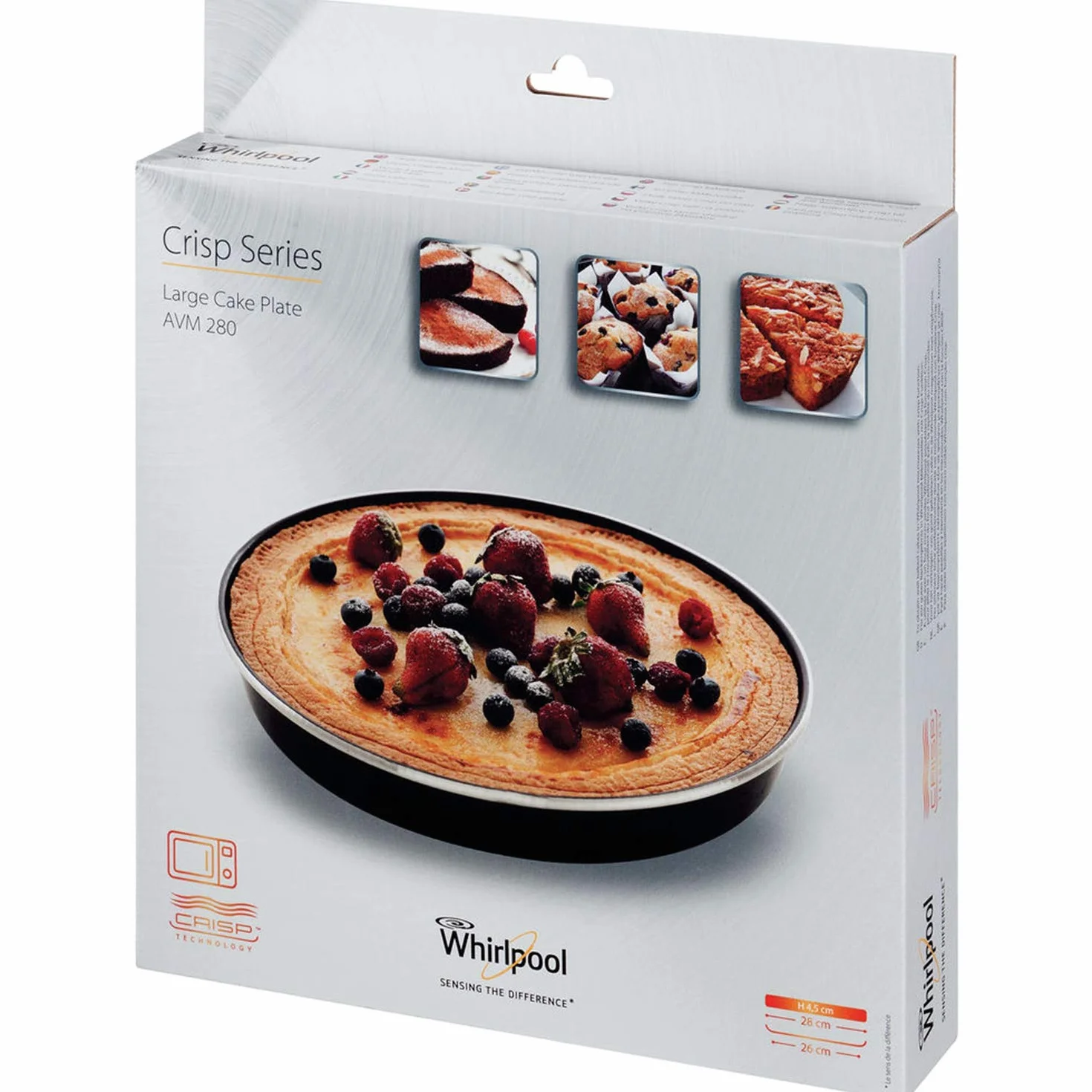 Whirlpool AVM280 – akcesoria do kuchenki mikrofalowej/forma do pieczenia Crisp, mała (Ø 28 cm), pasuje również do kuchenek mikrofalowych Bauknecht