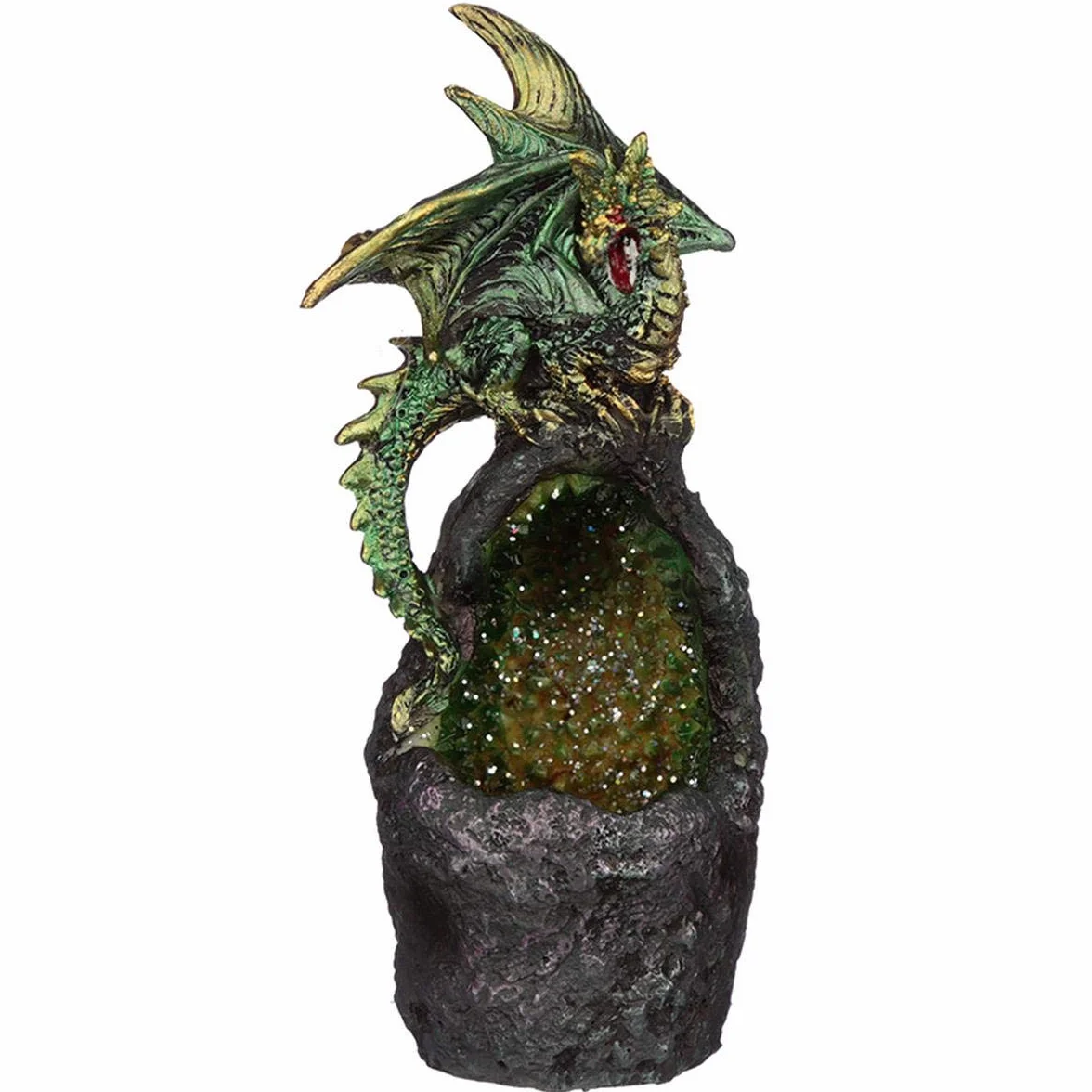 Puckator Kryształowa jaskinia LED ciemne legendy smok figurka x 1, żywica, Multi, wysokość 17 cm szerokość 6 cm głębokość 6,5 cm