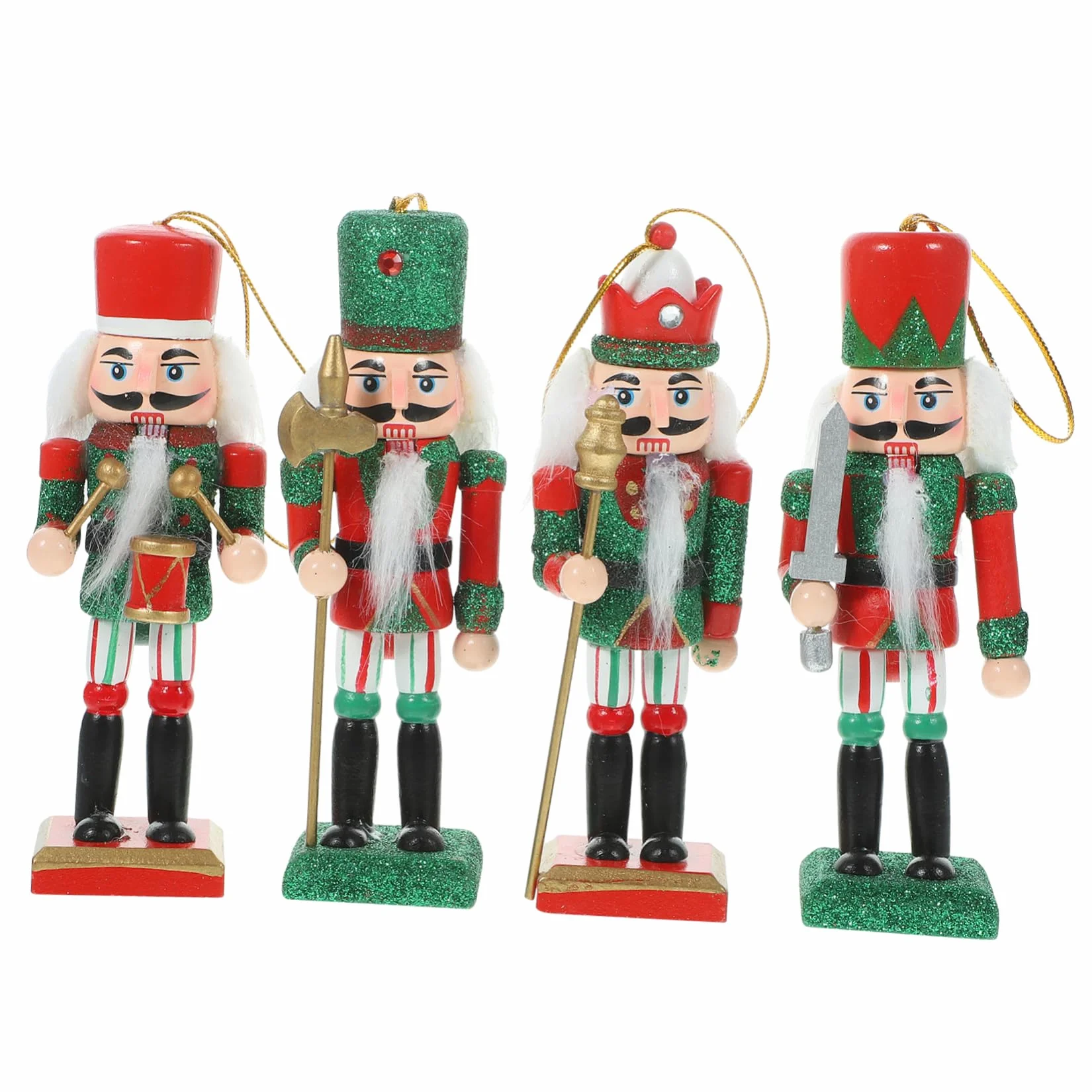 4kawałki Sztuk Drewnianych Żołnierzyków Nutcracker Święta Dekoracje Bożonarodzeniowe Do Sufitu Stołu i Półki Tradycyjna Ozdoba Festiwalowa