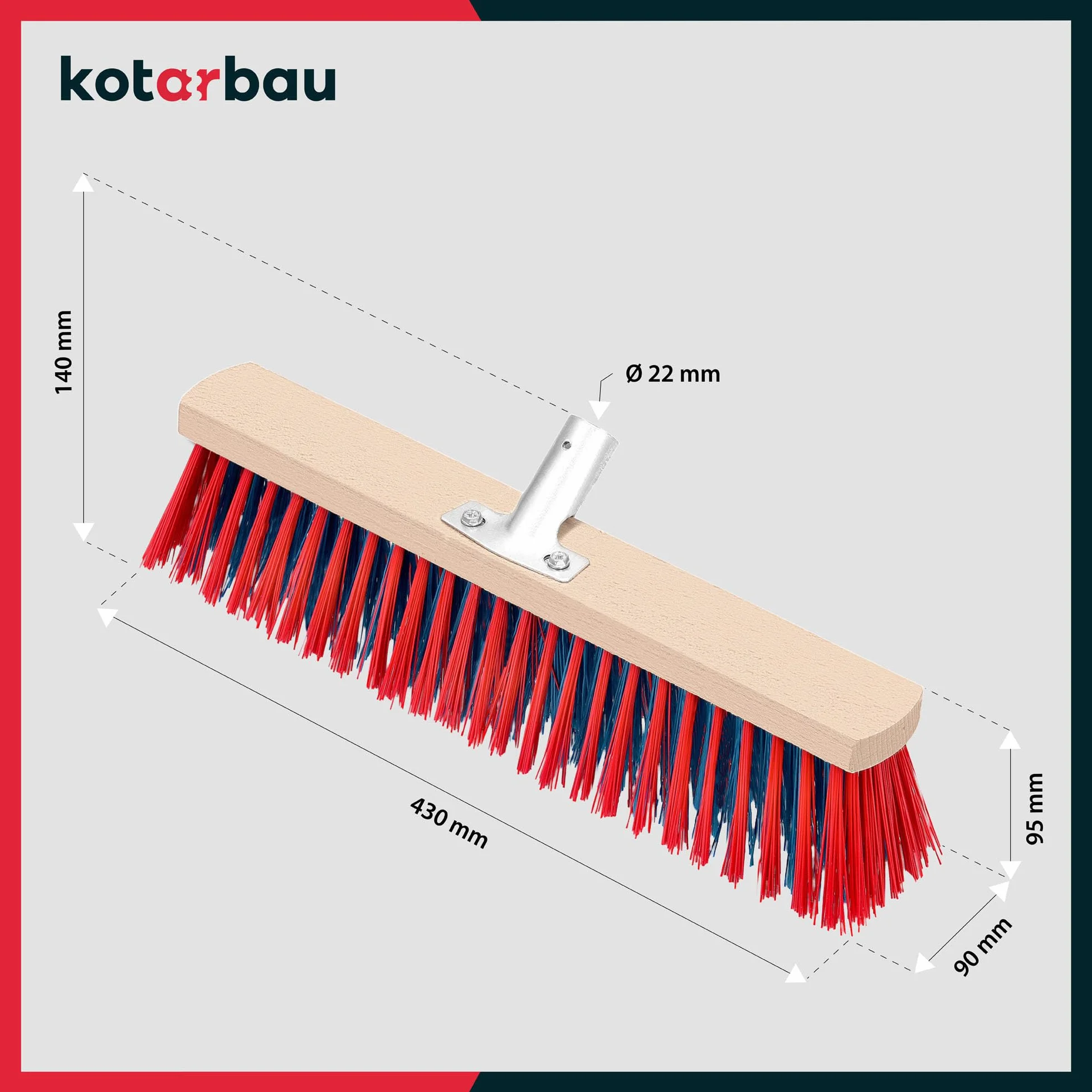 KOTARBAU® Ulicówka - 43 CM - Zamiatacz - Szczotka - Miotła Drewniana - Zmiotka - PVC