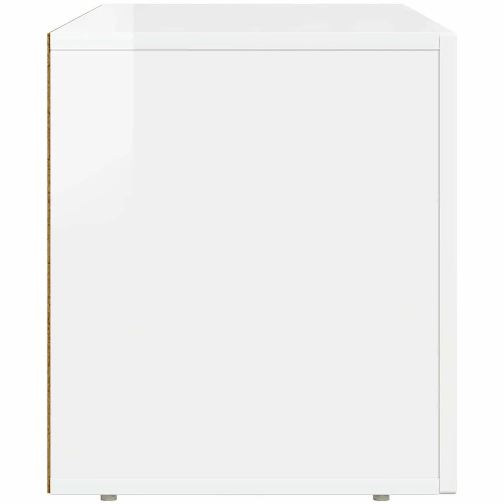 Szafka pod telewizor o wysokim połysku, biała, 80 x 35 x 40 cm, materiał drewnopochodny, konsola medialna z 5 półkami, wytrzymała konstrukcja, do salonu, sypialni, uniwersalna podstawka pod