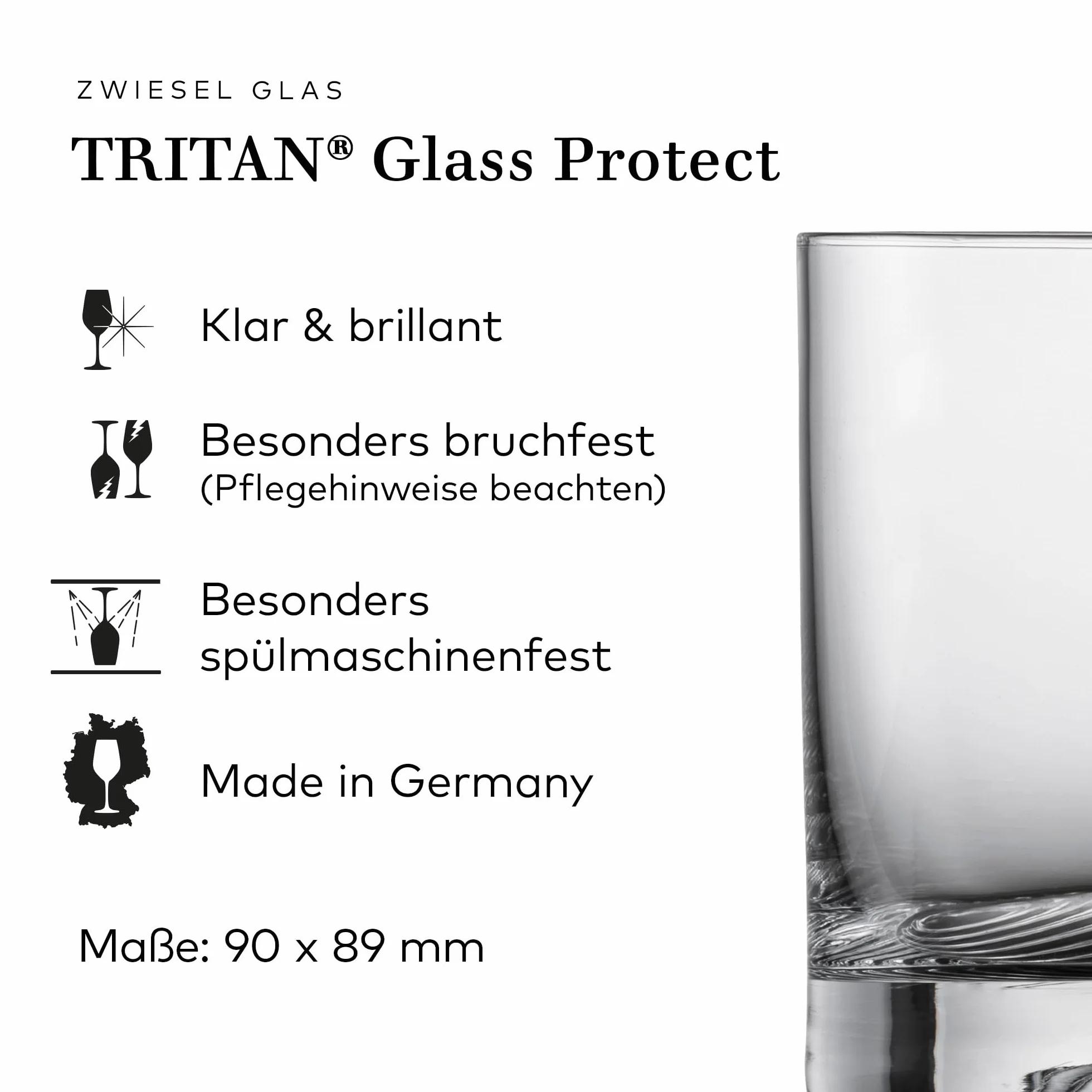 Zwiesel Glas Szklanki do whisky, duże Echo (zestaw 4 szt.), nowoczesny kubek do whisky, nadają się do mycia w zmywarce, wykonane w Niemczech (nr art. 123377)