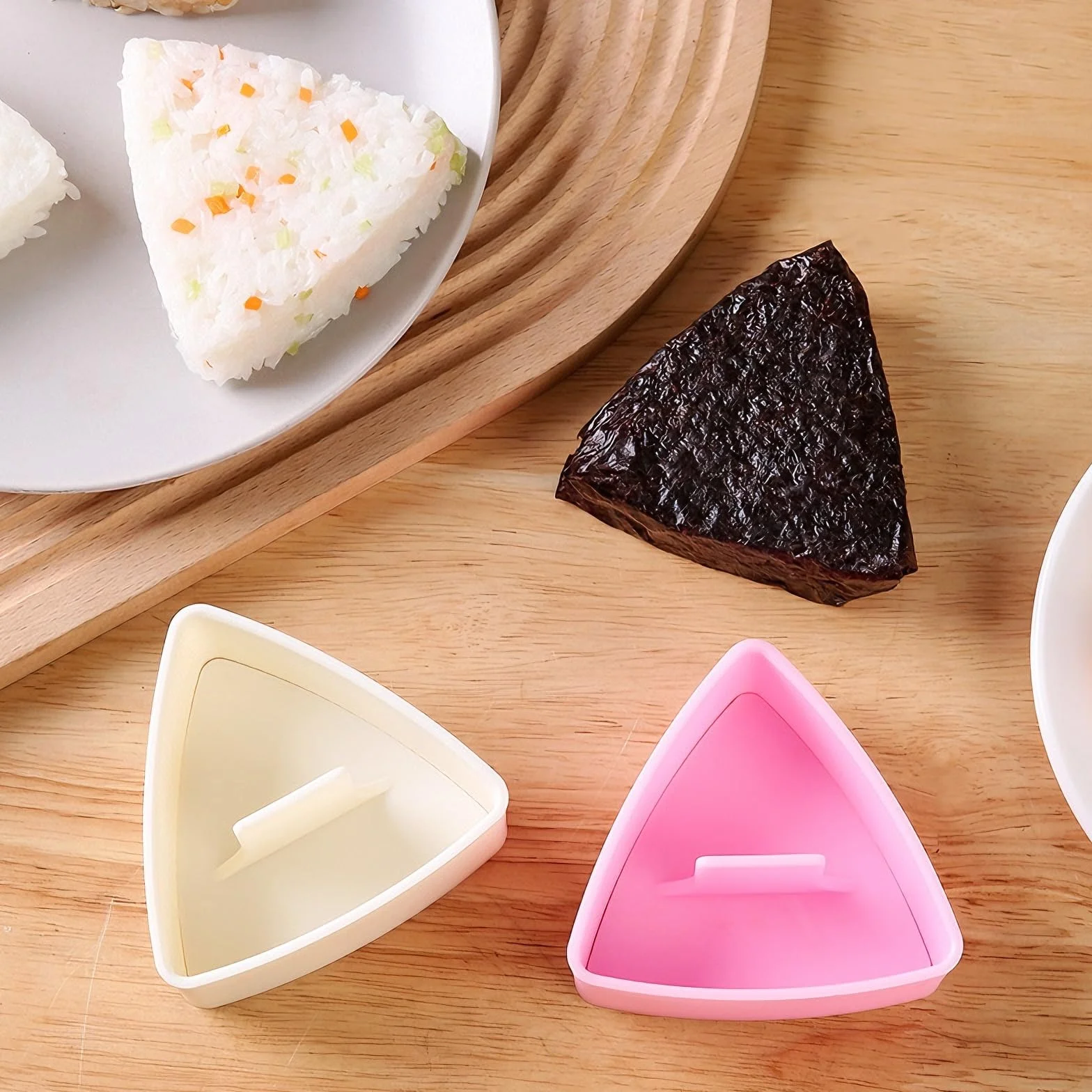 3 szt. Forma Onigiri, Wielokrotnego użytku Trójkątna Prasa Do Formowania Sushi Onigiri, DIY Trójkątna Forma Sushi Łyżka do Ryżu, dla Restauracji, Kempingu i Rodziny