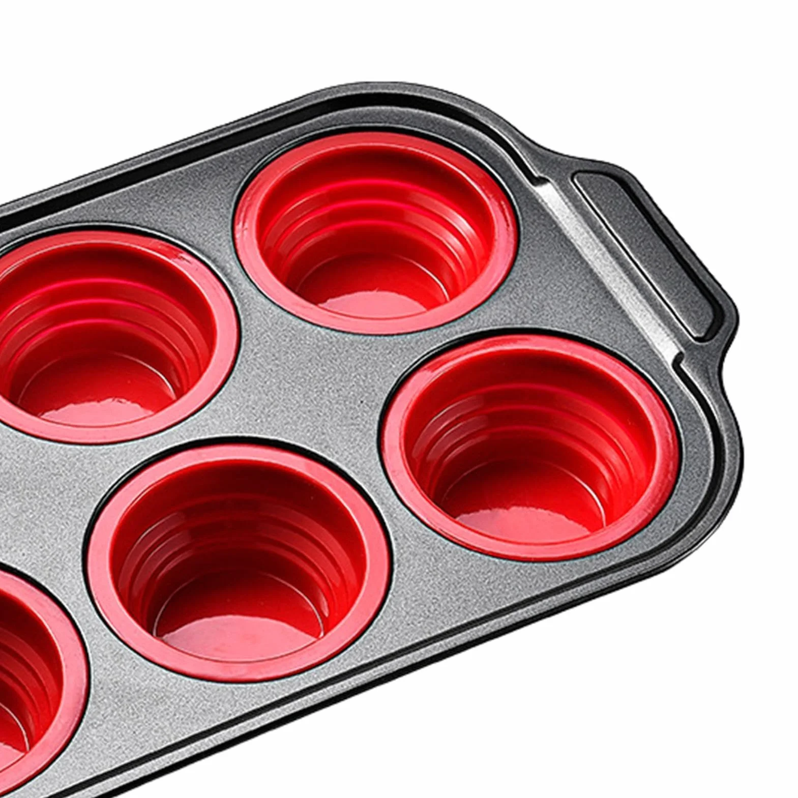 Silikonowa forma do pieczenia Naczynie stackowalne i bezpieczne w zmywarce | Z zestawem rękawic, skrobaczki i pędzelka do Babeczek, Chleba, Ciastek, Muffin, Jajek, Pączków