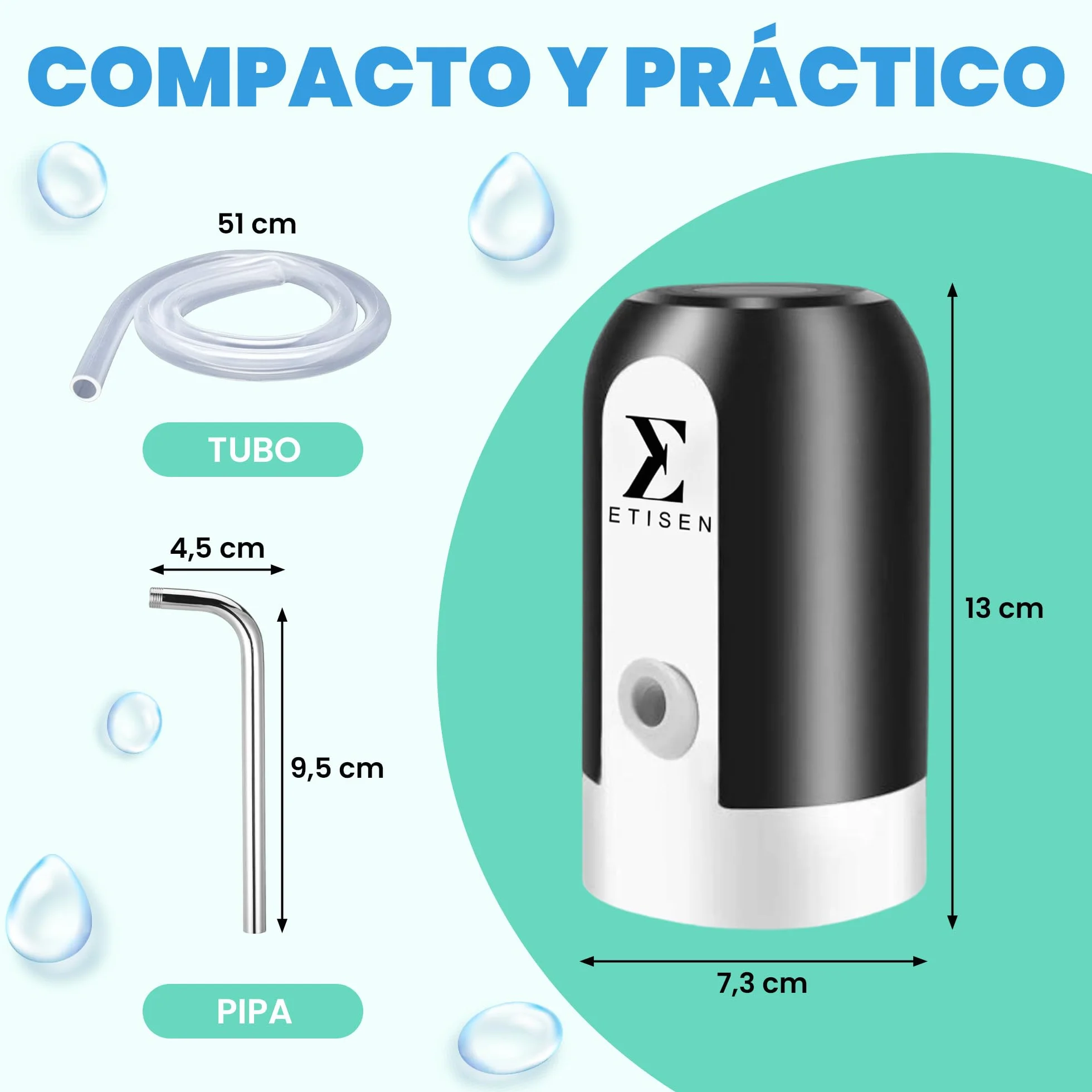 Dozownik wody, elektryczny kran do kanistra zimnej wody, pompa dozująca z dwoma adapterami, 5,7 l, 10 l, 11,3 l, 15 l, 18,9 l.