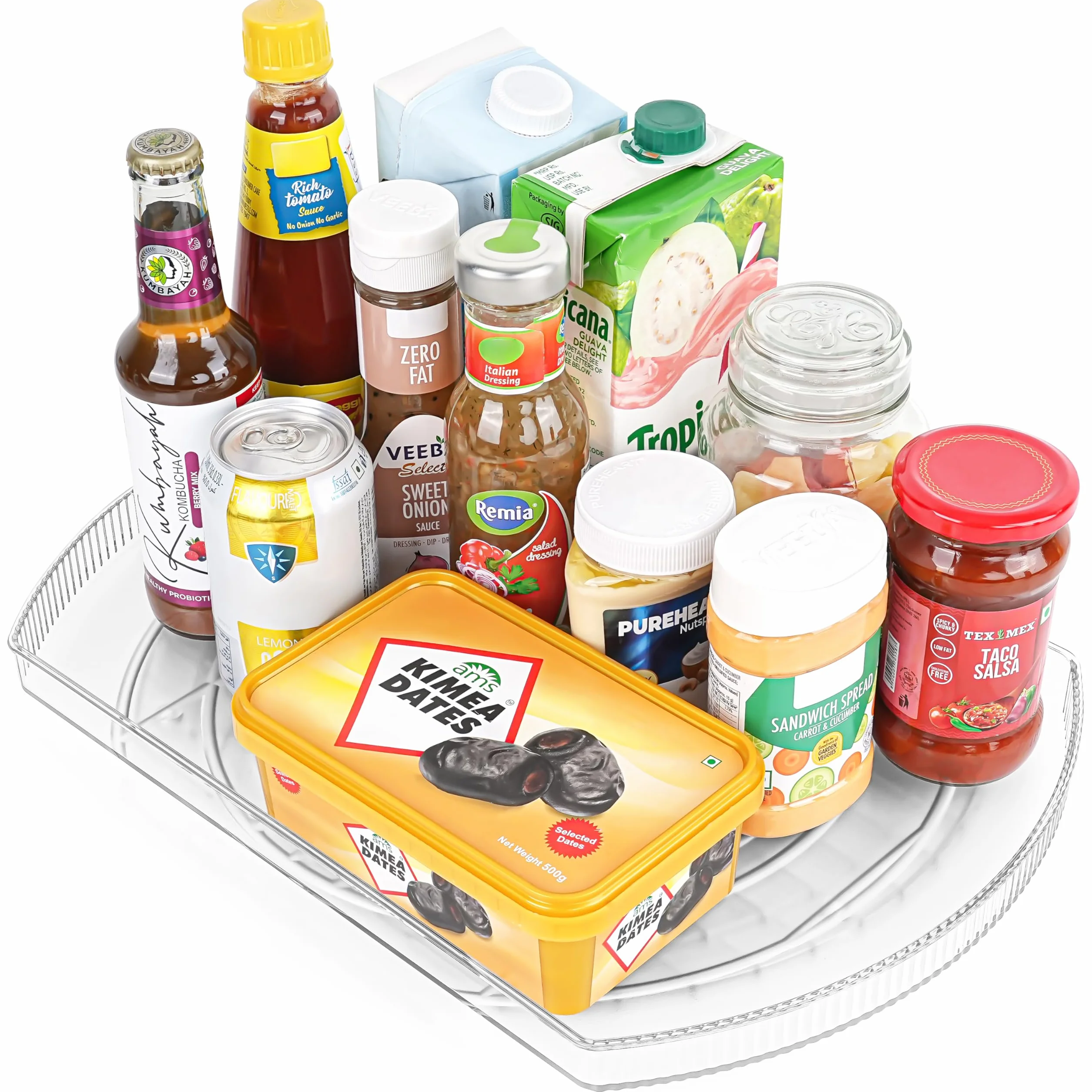 Winter Shore Plateau Tournant Frigo & Organisation Cuisine Rectangulaire - Lazy Susan Rectangle Coulissante & Tournante pour Étagères de Frigo, Placards, Plan de Travail - 42 x 28 x 3,5 cm