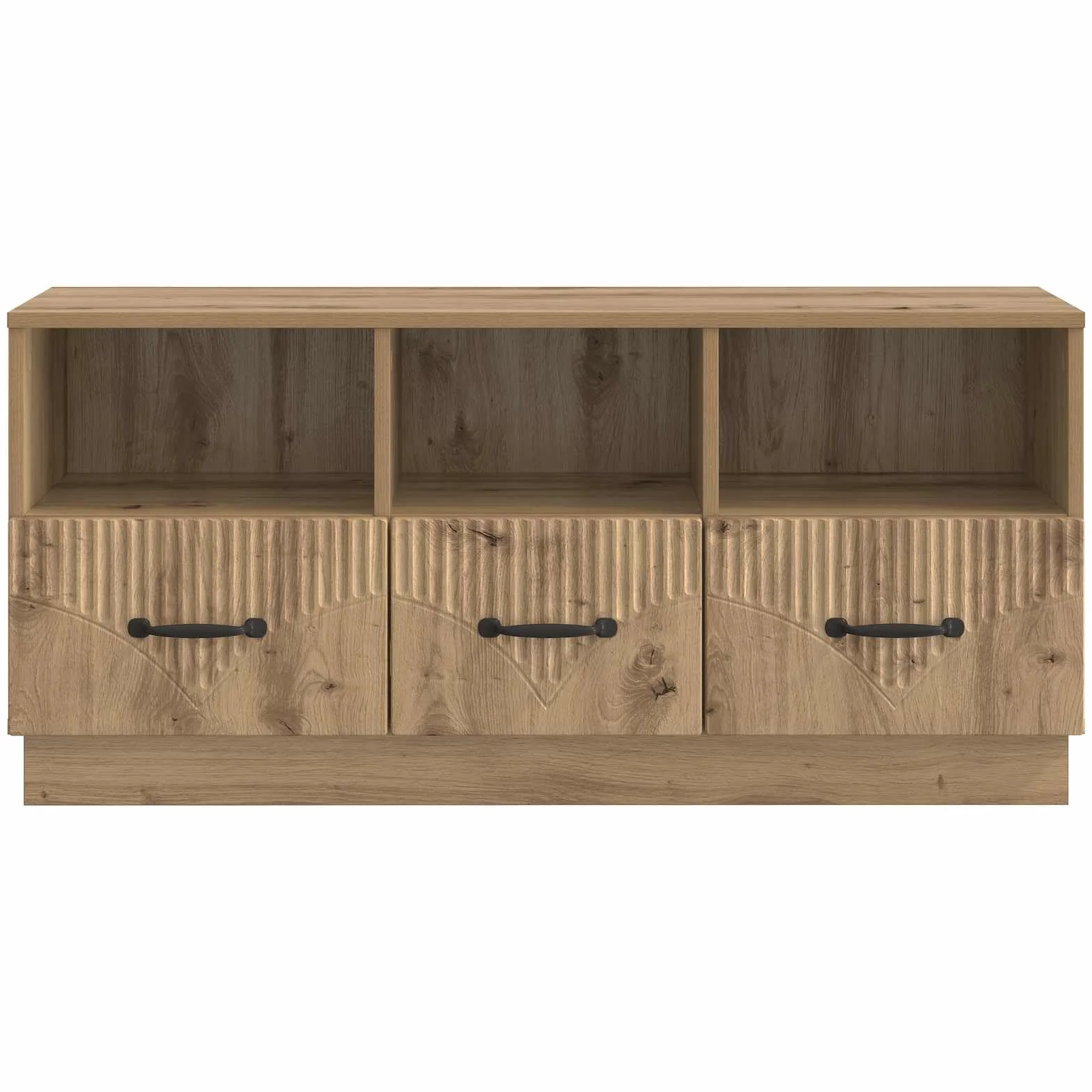 Hothingwell Szafka pod telewizor drewno inżynieryjne 102 x 34,5 x 47 cm dąb rzemieślniczy | Regulowane półki, schowki, zarządzanie kablami, do salonu lub sali multimedialnej