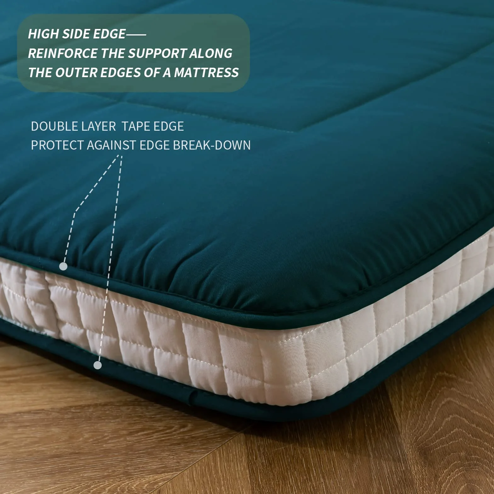 MAXYOYO Futon Materac - Wyściełany Japoński Materac Podłogowy, Pikowany, Bardzo Gruby Składany, Oddychający Leżak, Łóżko dla Gości (Bluestone, Podwójny)
