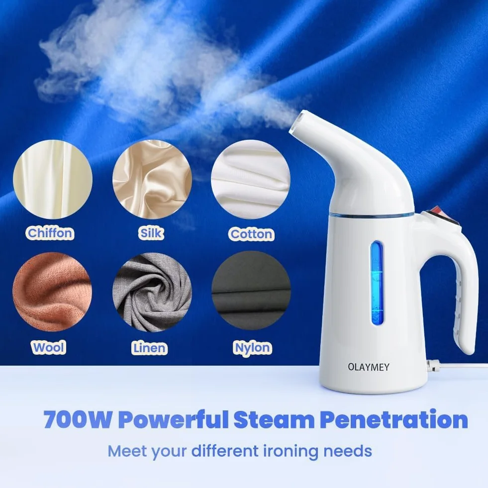 OLAYMEY Steamer Wygładzacz parowy 700 W, 40 S Szybkie nagrzewanie Żelazko podróżne Steam Iron, zbiornik na wodę 120 ml Clothes Steamer, szczotka parowa do ubrań