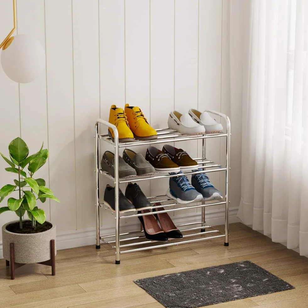 FANHAO Stojak na Buty 4-Poziomowy ze Stali Nierdzewnej 68x26x65 cm