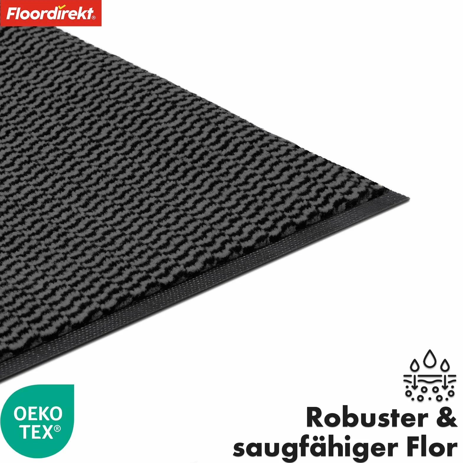 Floordirekt Sky Novo wycieraczka klasy premium, 60 x 90 cm, antracytowa, zatrzymująca brud do wewnątrz i na zewnątrz, antypoślizgowa i nadająca się do prania, wycieraczka do korytarza, dywan do drzwi