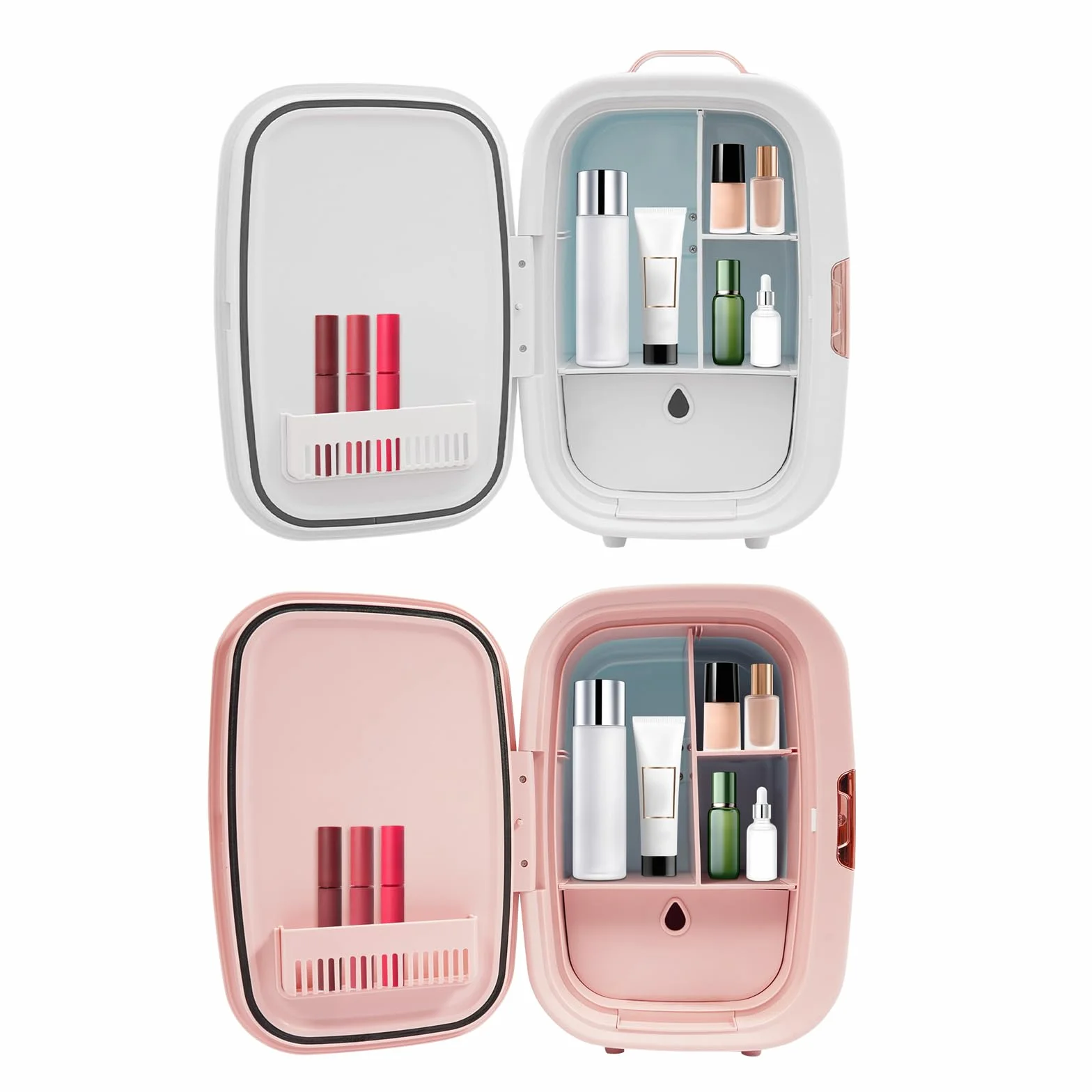 Mini lodówka na kosmetyki, 12 litrów, mała lodówka Skincare Fridge, do przechowywania kosmetyków, kompaktowa lodówka do makijażu, szminka (biała)