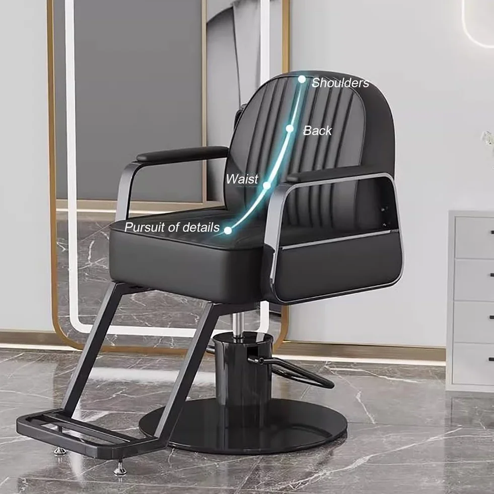 Regulowane hydrauliczne krzesło fryzjerskie obrotowe o 360° szary stołek fryzjerski dla stylistów nowoczesny design wygodny i wyposażenie salonu fryzjerskiego