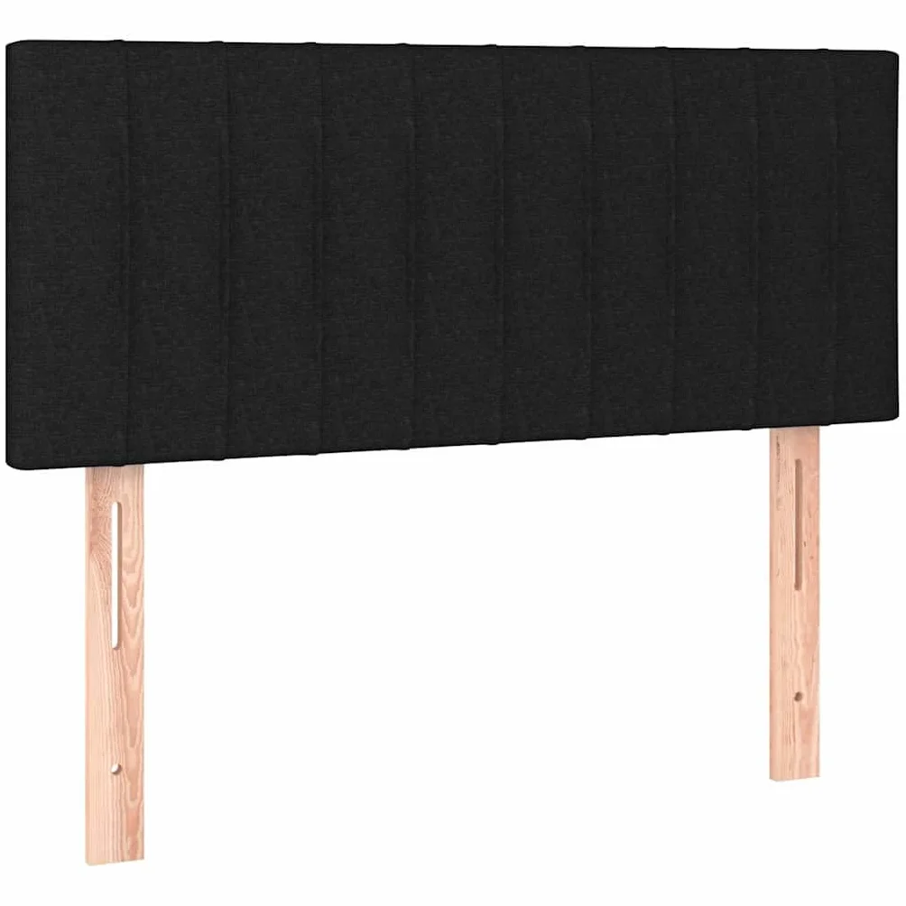 Z materacem z diodami LED regulowany zagłówek 80x200 cm czarny | Łóżko kontynentalne z materacem sprężynowym LED czarne 80x200 cm tkanina z zagłówkiem