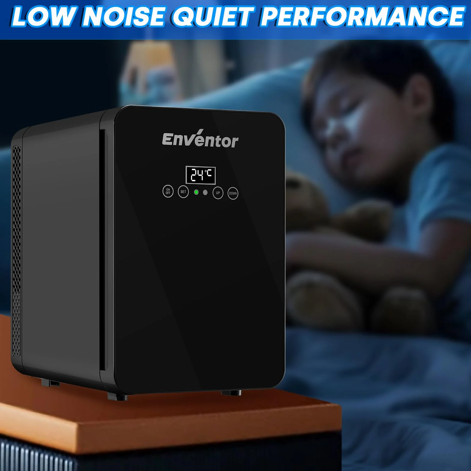 Enventor Minilodówka 10 litrów, mała lodówka z wyświetlaczem temperatury LCD, funkcją chłodzenia/ogrzewania, mała lodówka do pielęgnacji skóry, 12V/220V, do pokoju, samochodu, biura, podróży (czarna)